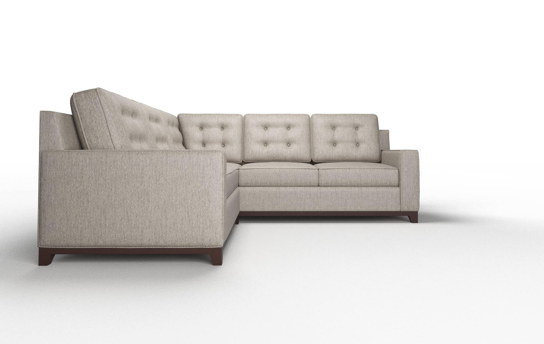 Alexandria Cosmo Taupe Sectional espresso legs 2