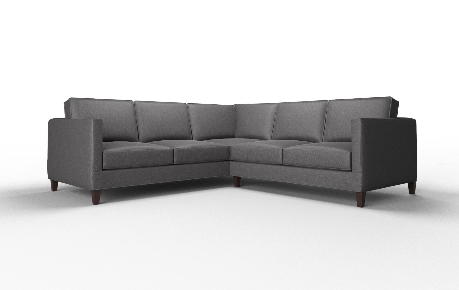 Alps Catalina Charcoal Sectional espresso legs