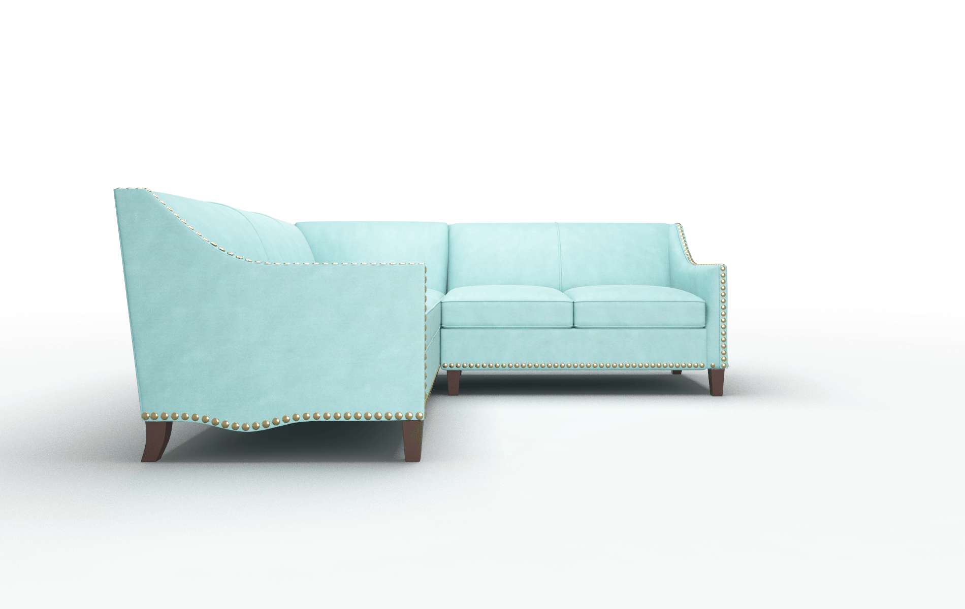 Amsterdam Curious Turquoise Sectional espresso legs 2