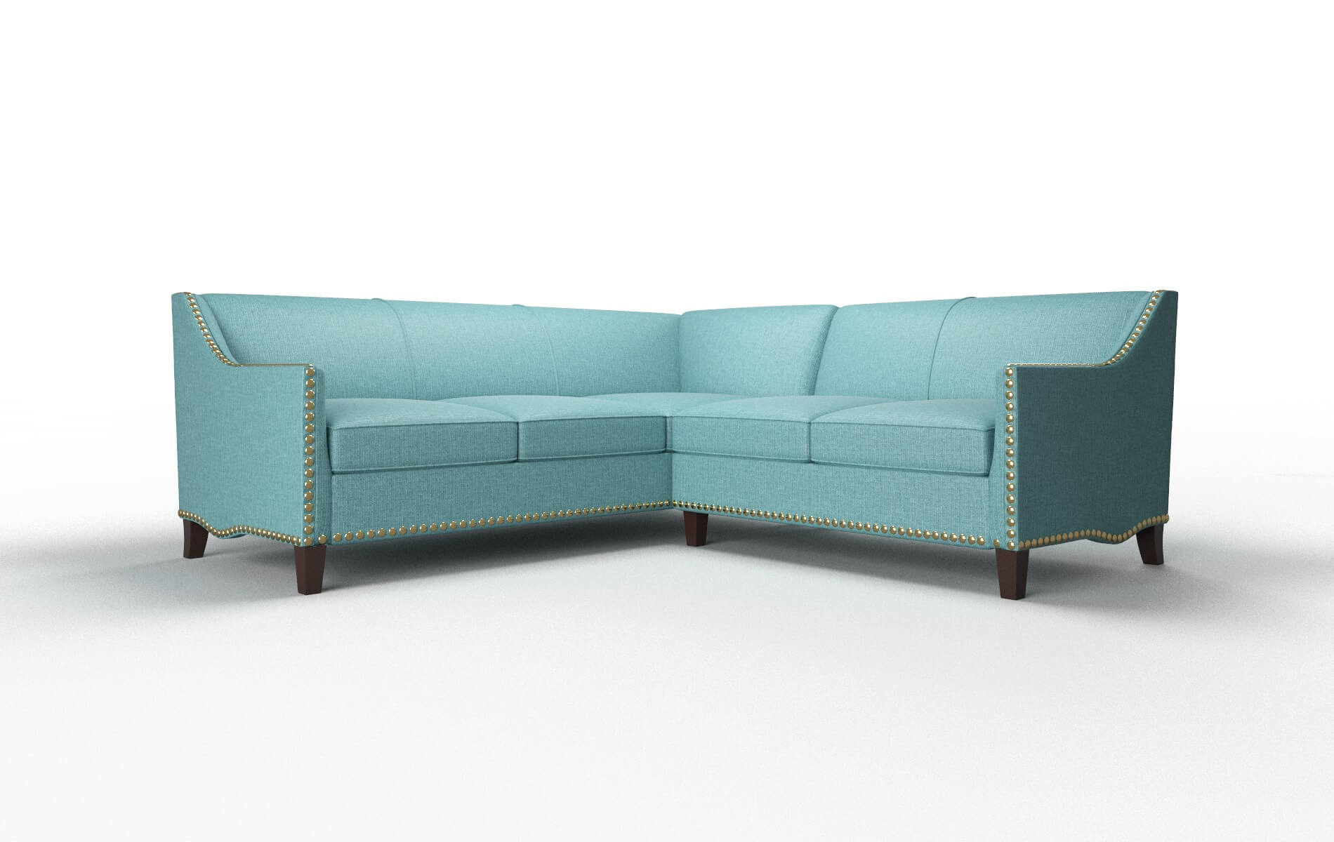 Amsterdam Parker Turquoise Sectional espresso legs 1