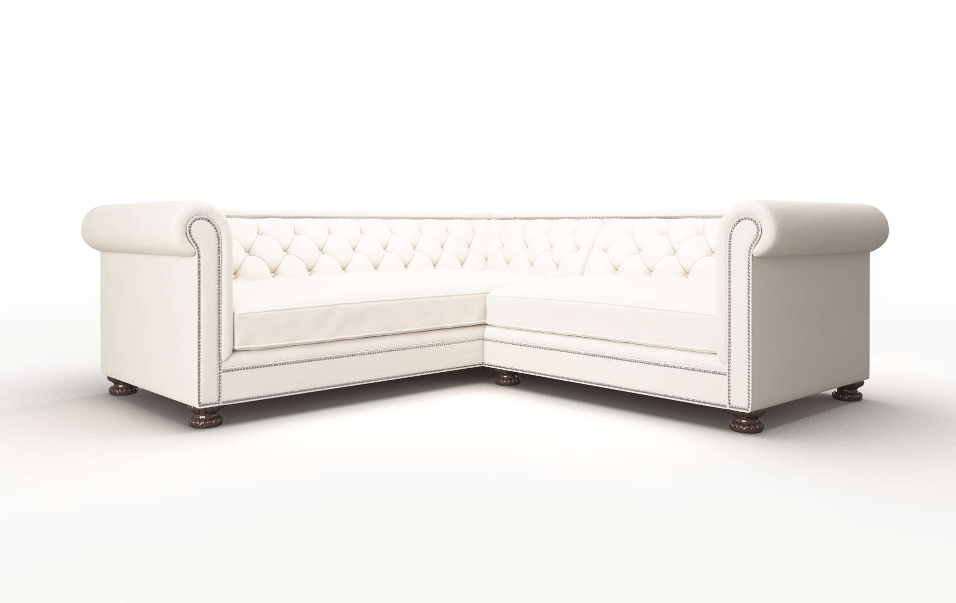 Athens Blanche Milky Sectional espresso legs 1