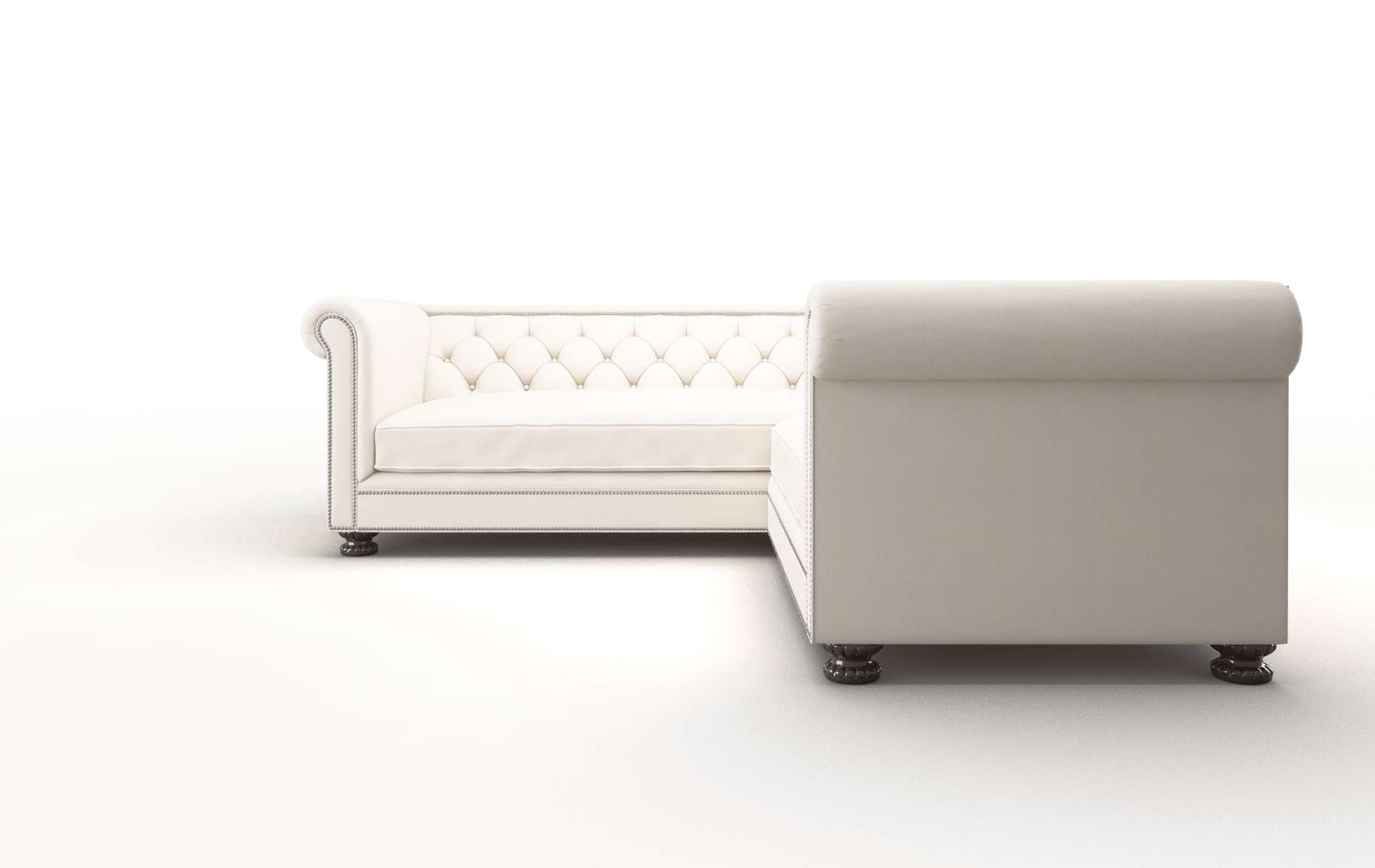 Athens Blanche Milky Sectional espresso legs 5