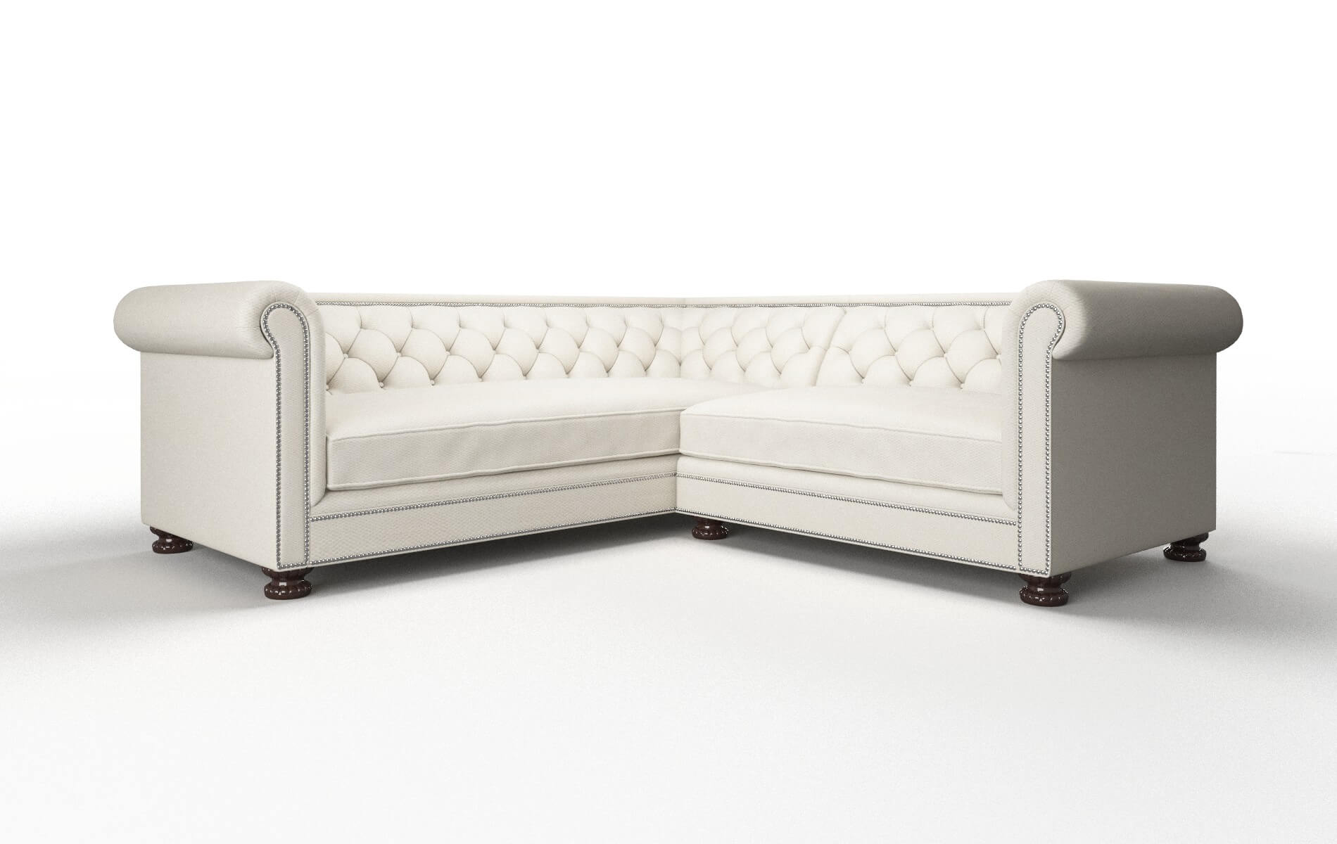 Athens Bungalow Ivory Sectional espresso legs