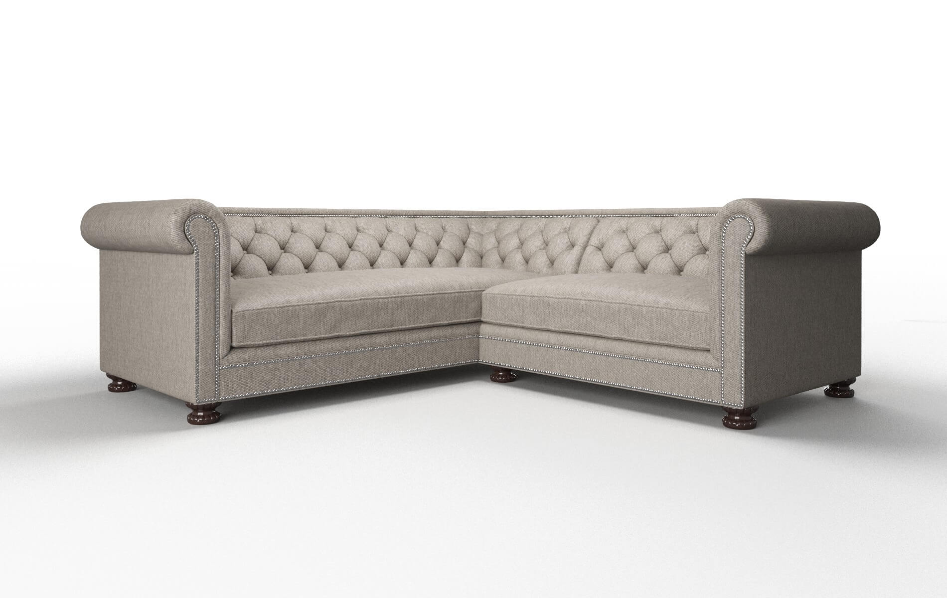 Athens Cosmo Taupe Sectional espresso legs 1