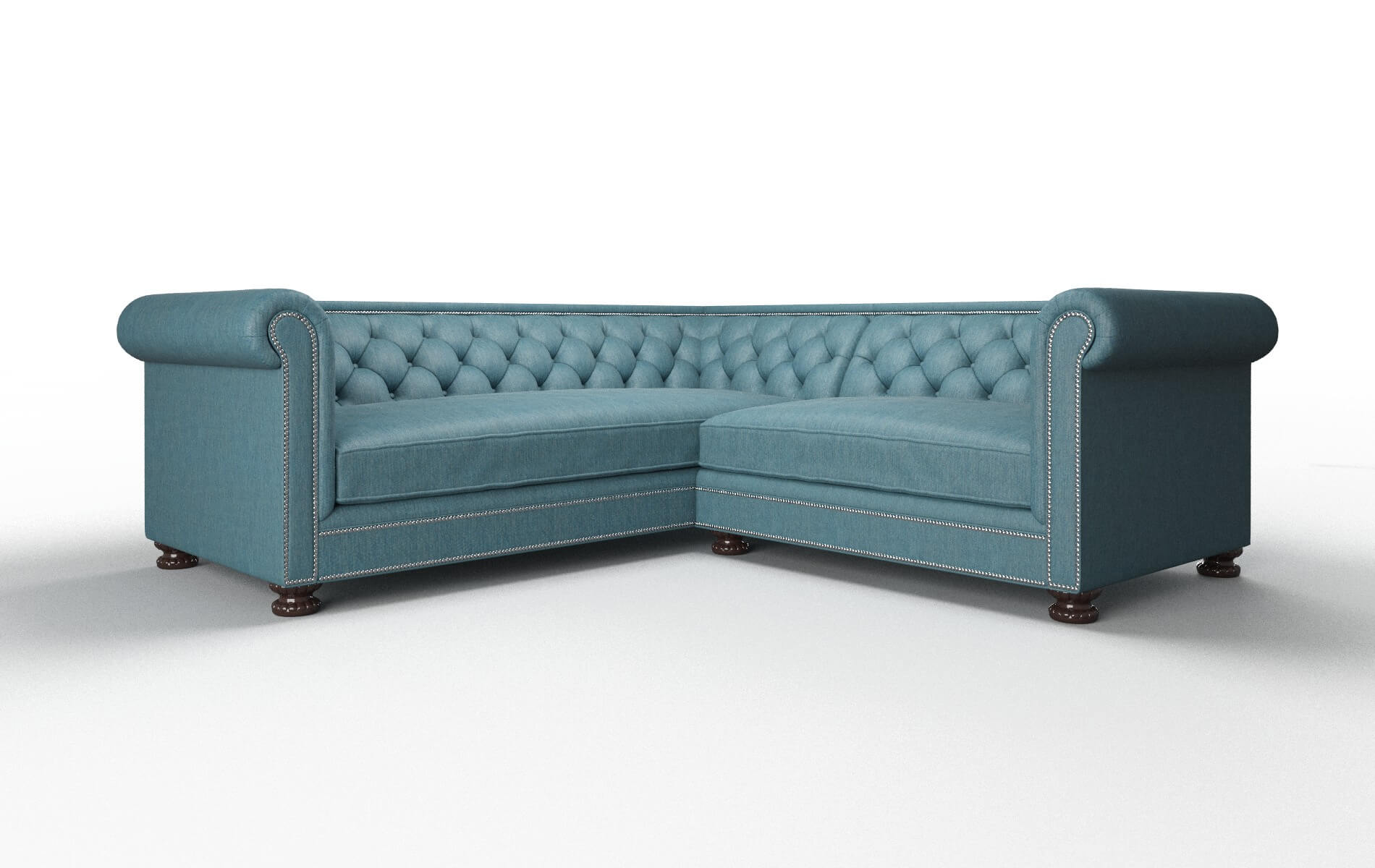 Athens Cosmo Teal Sectional espresso legs 1