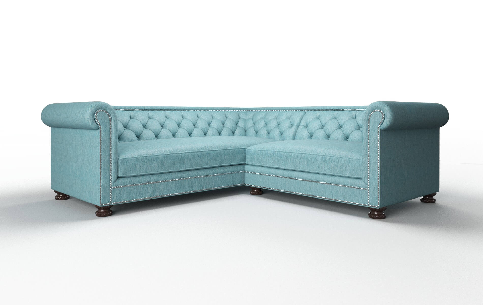 Athens Cosmo Turquoise Sectional espresso legs 1