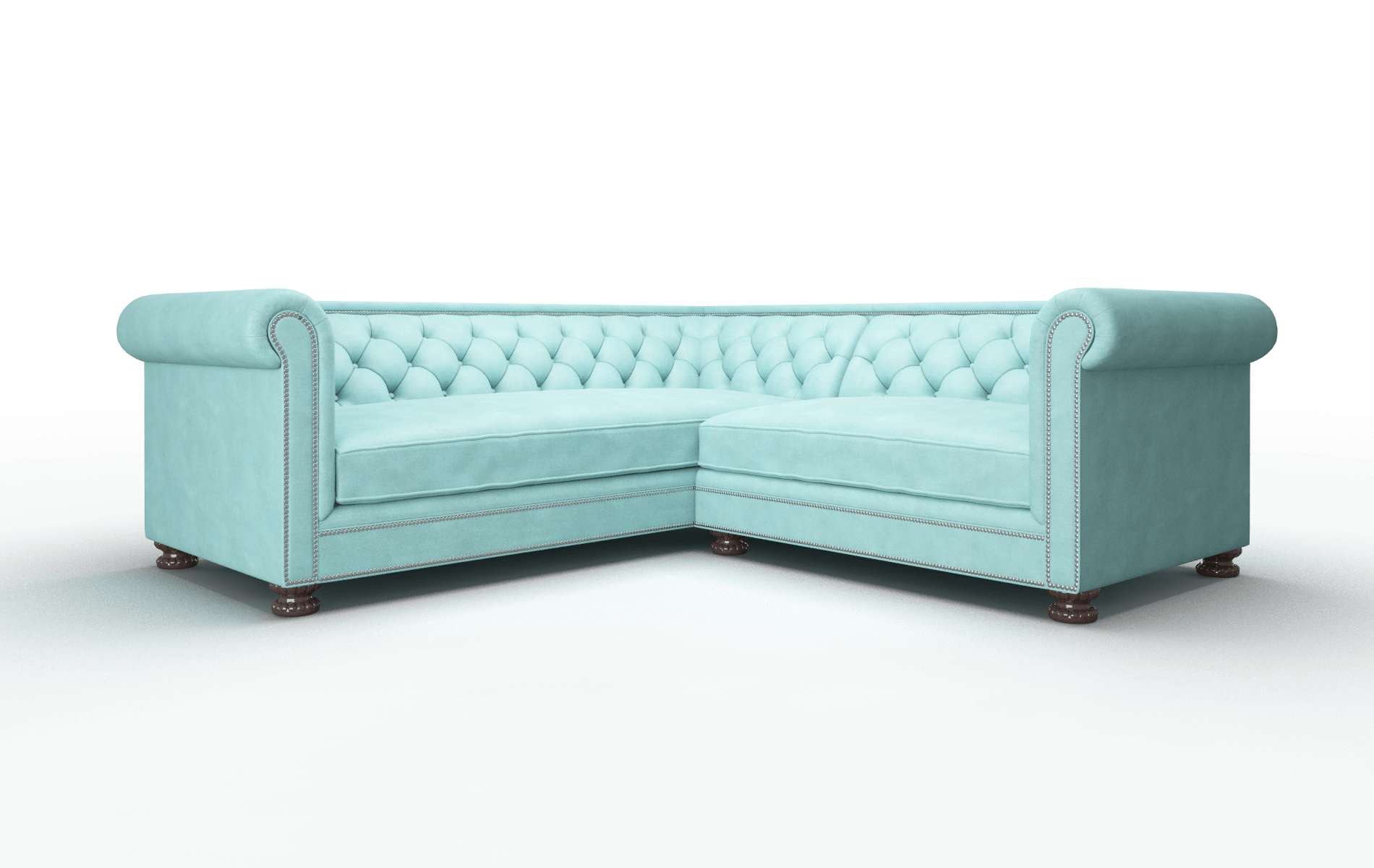 Athens Curious Turquoise Sectional espresso legs