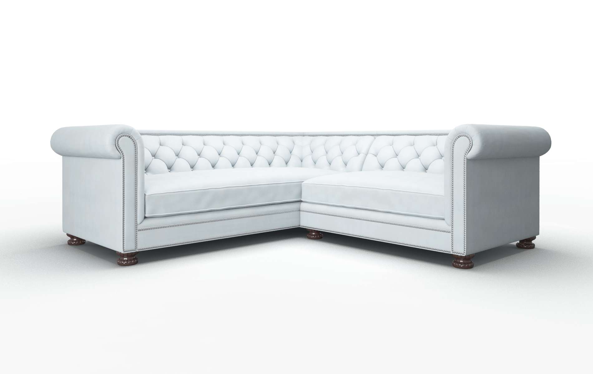 Athens Hathaway Aqua Sectional espresso legs 1