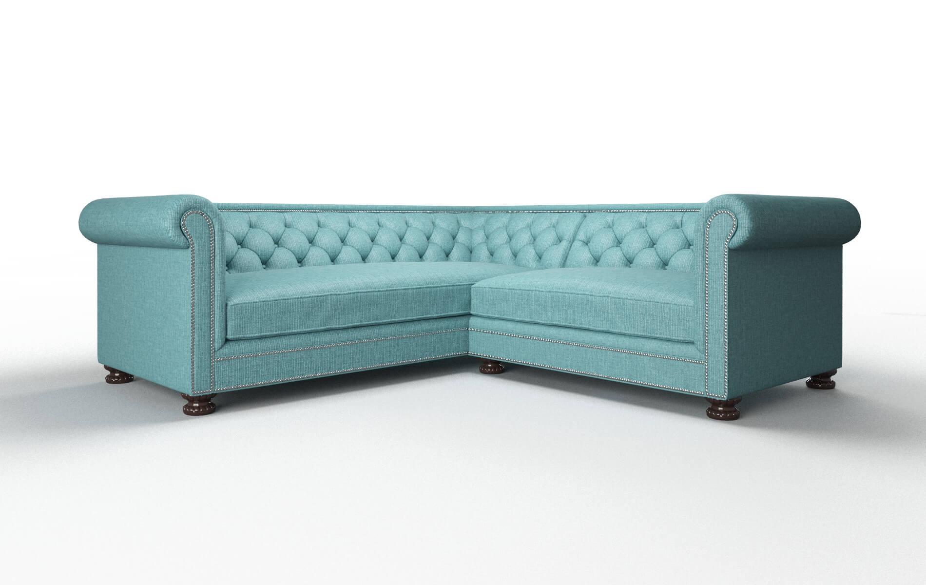 Athens Parker Turquoise Sectional espresso legs