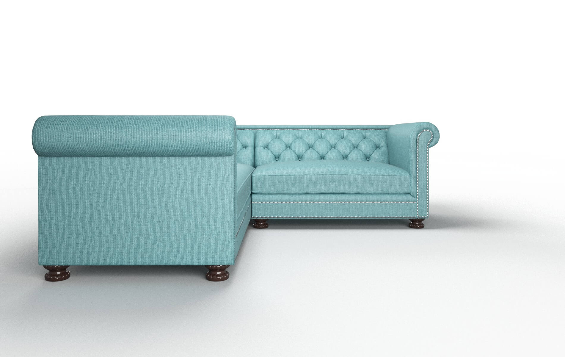 Athens Parker Turquoise Sectional espresso legs 2