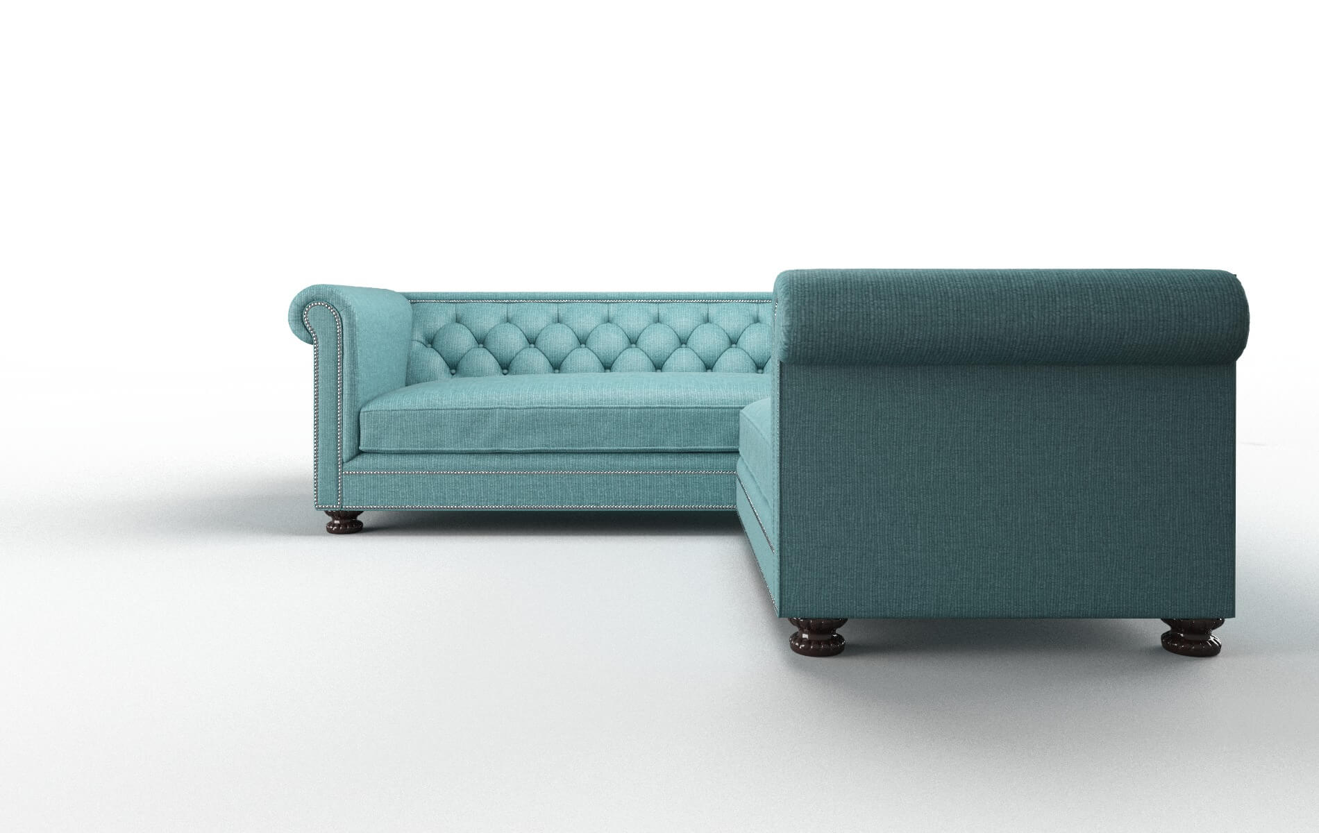 Athens Parker Turquoise Sectional espresso legs 5