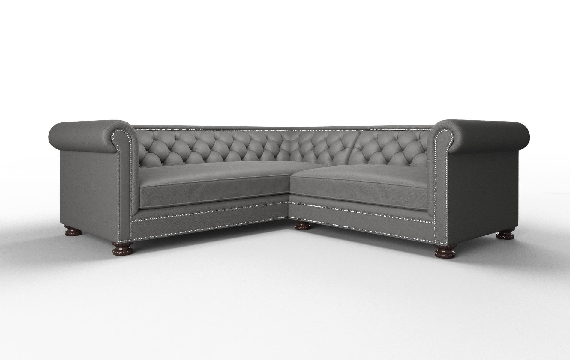 Athens Rocket Charcoal Sectional espresso legs