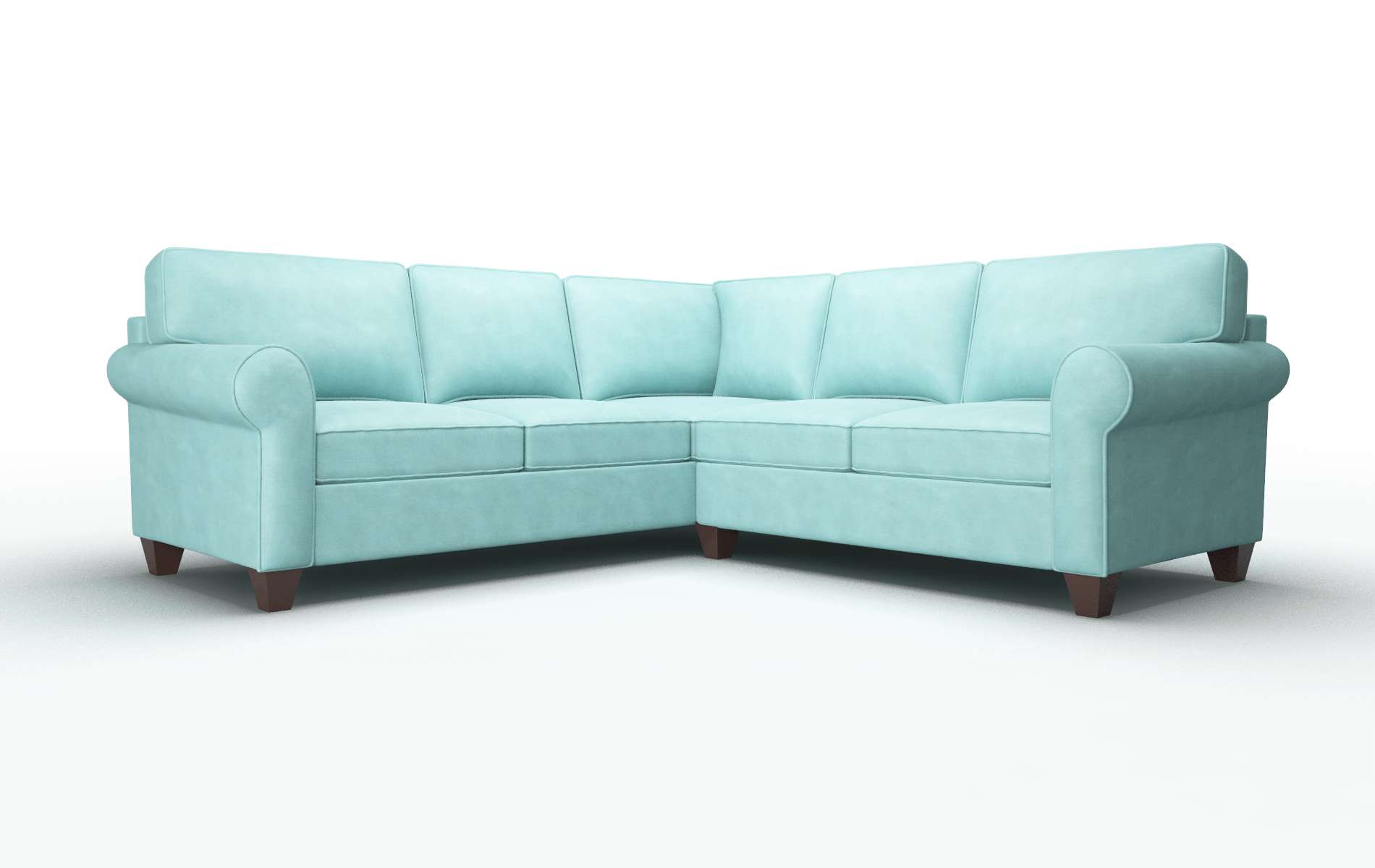 Augusta Curious Turquoise Sectional espresso legs