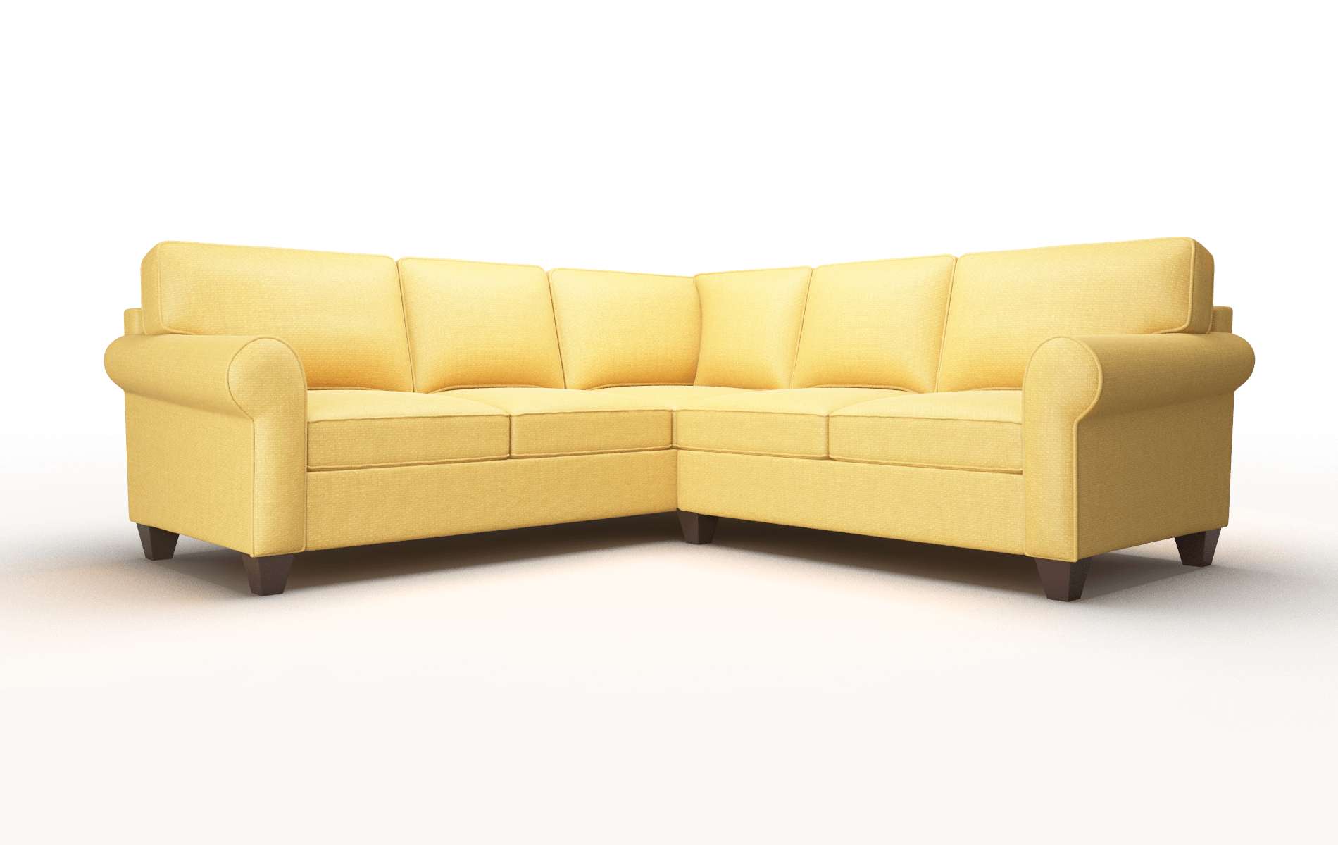 Augusta Tess Turmeric Sectional espresso legs 1
