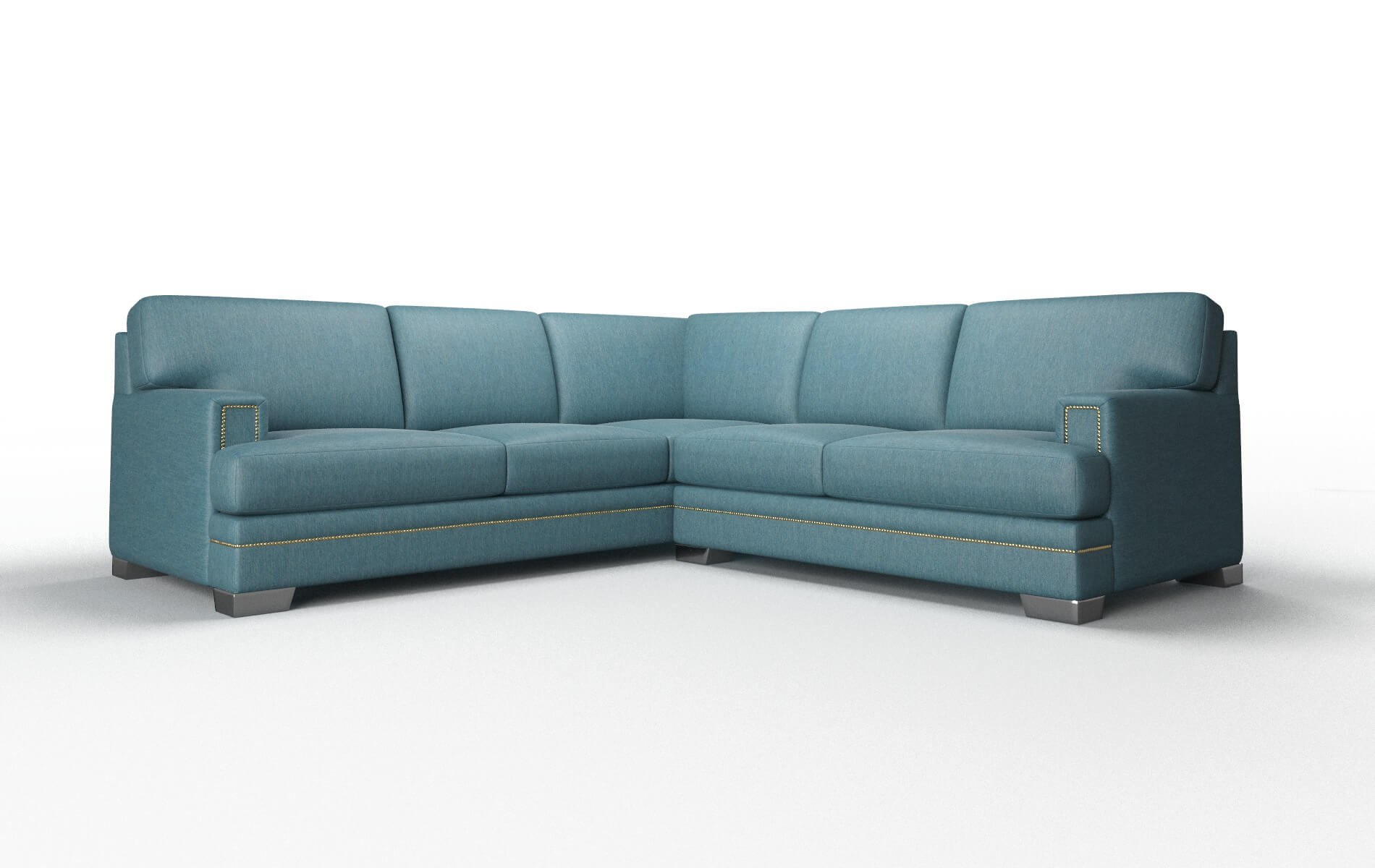 Barcelona Hepburn Teal Sectional metal legs 1