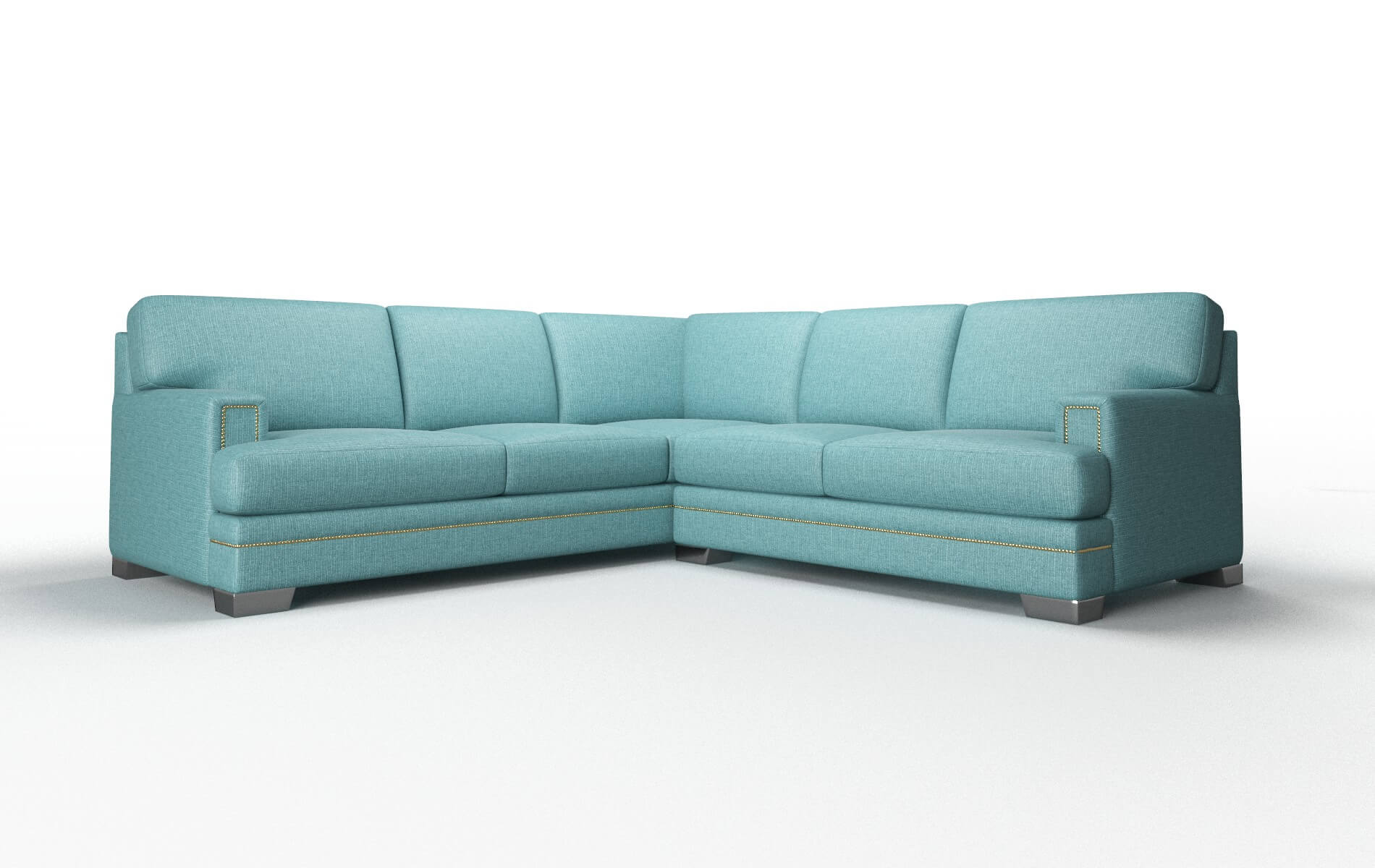 Barcelona Parker Turquoise Sectional metal legs