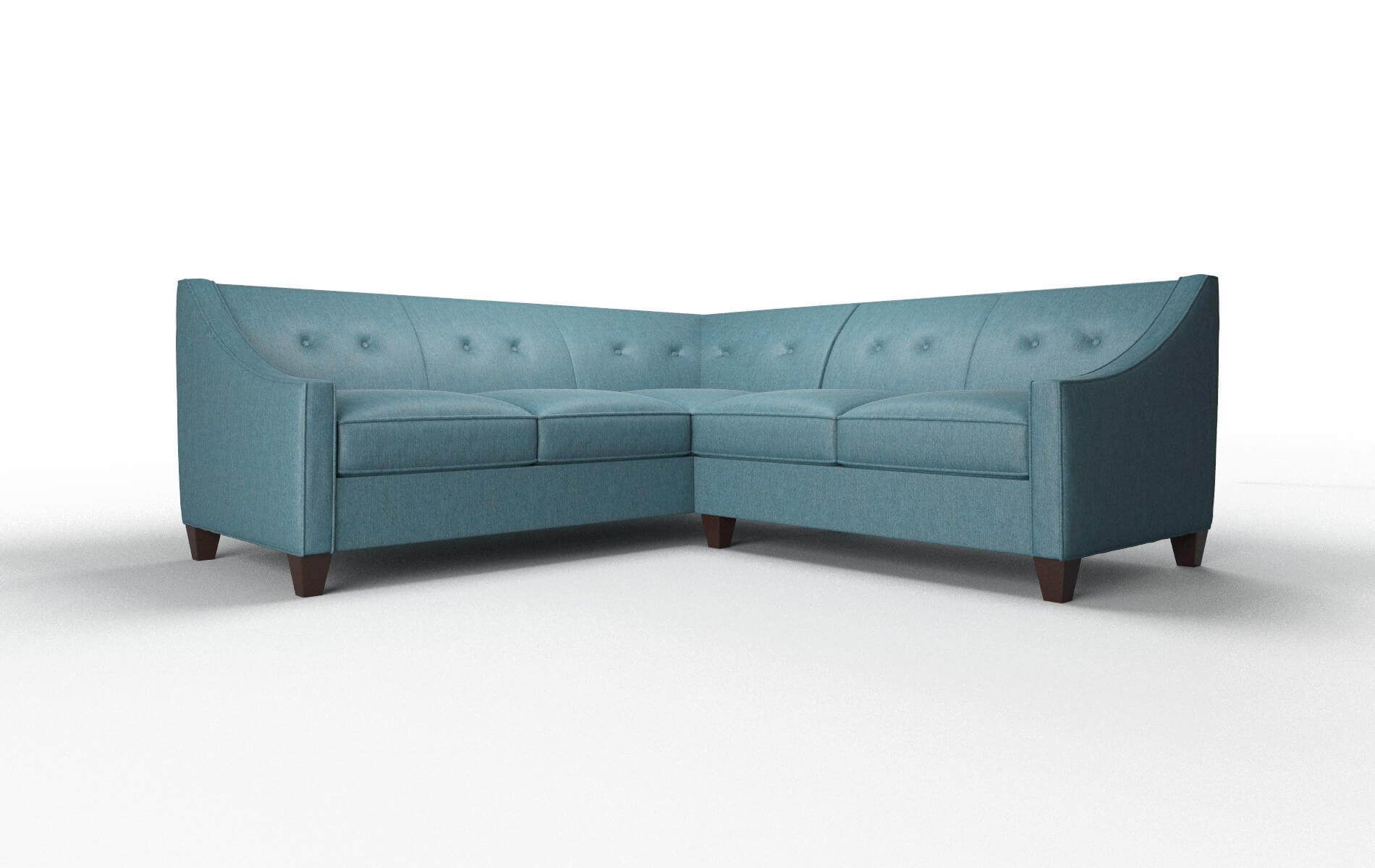 Berlin Hepburn Teal Sectional espresso legs 1