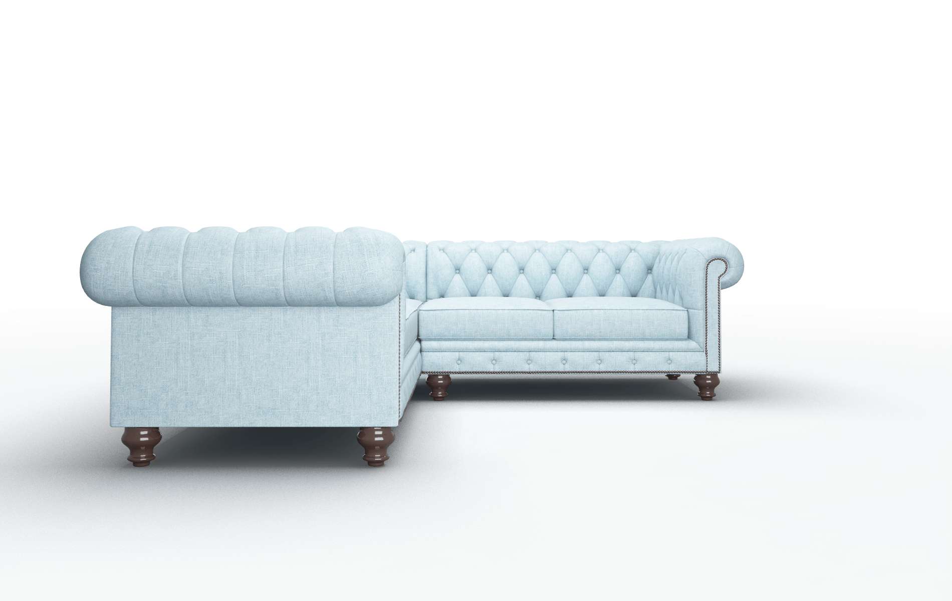 Bordeaux Atlas Turquoise Sectional espresso legs 2