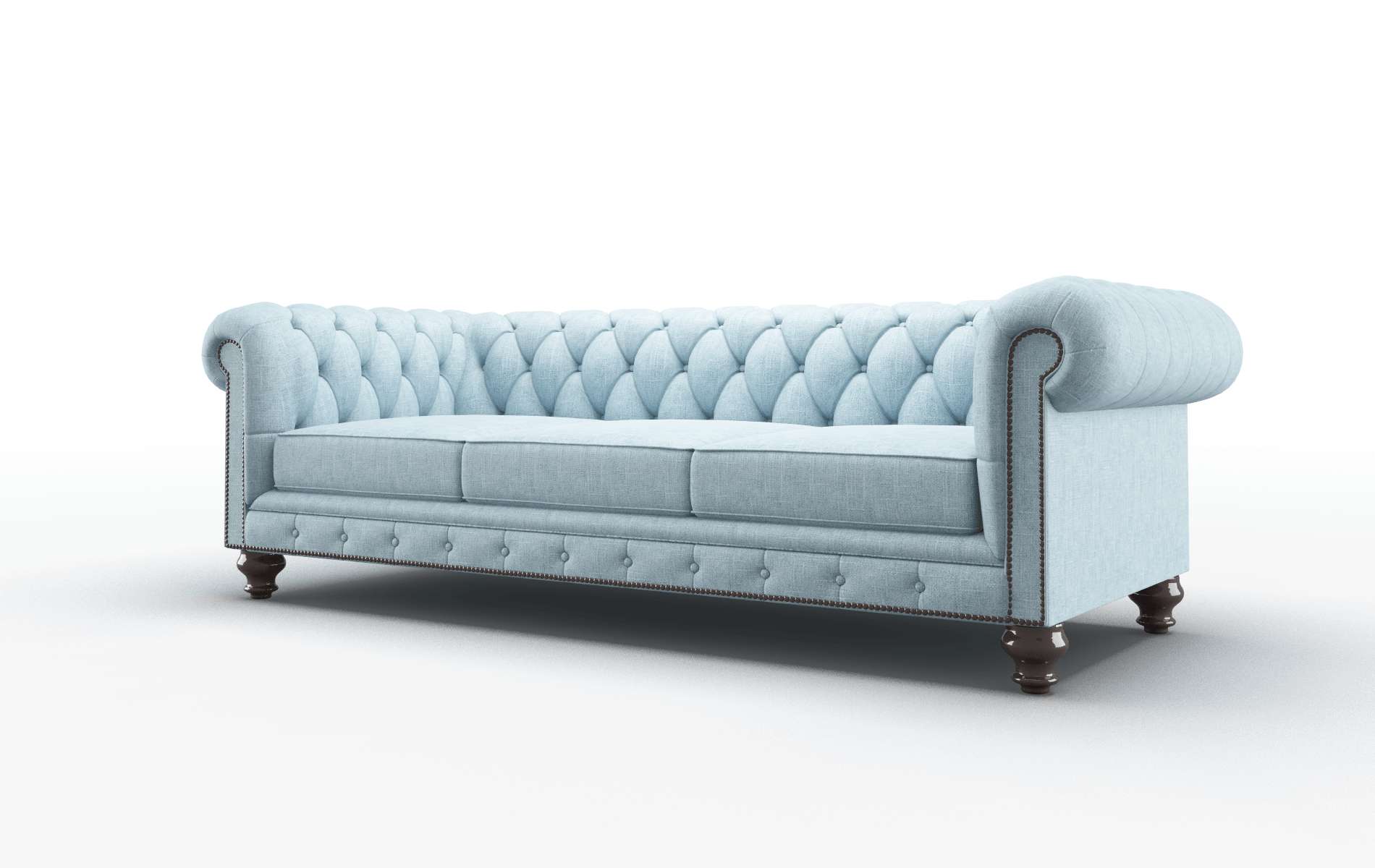 Bordeaux Atlas Turquoise Sofa espresso legs 4