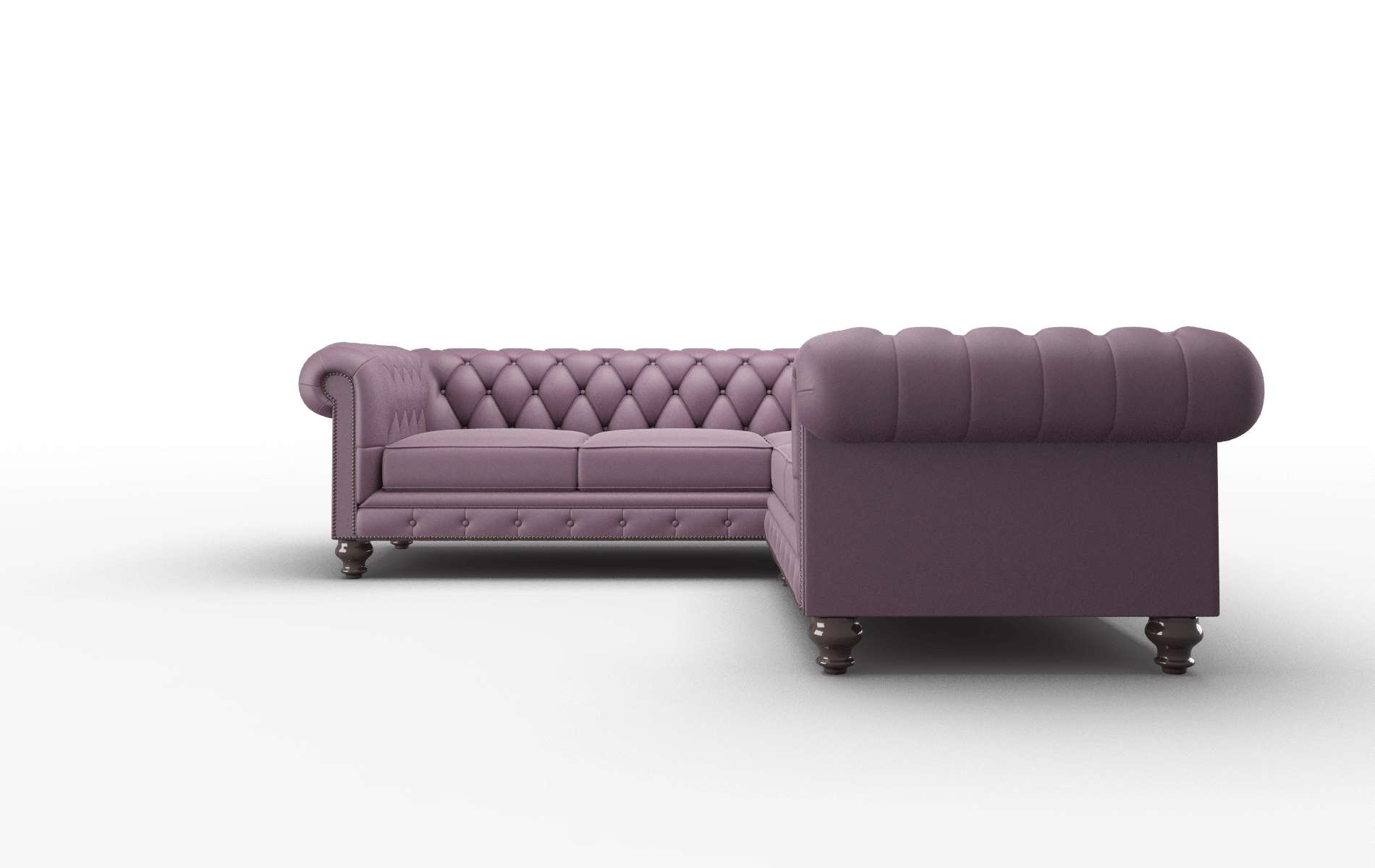 Bordeaux Bella Aubergine Sectional espresso legs 5