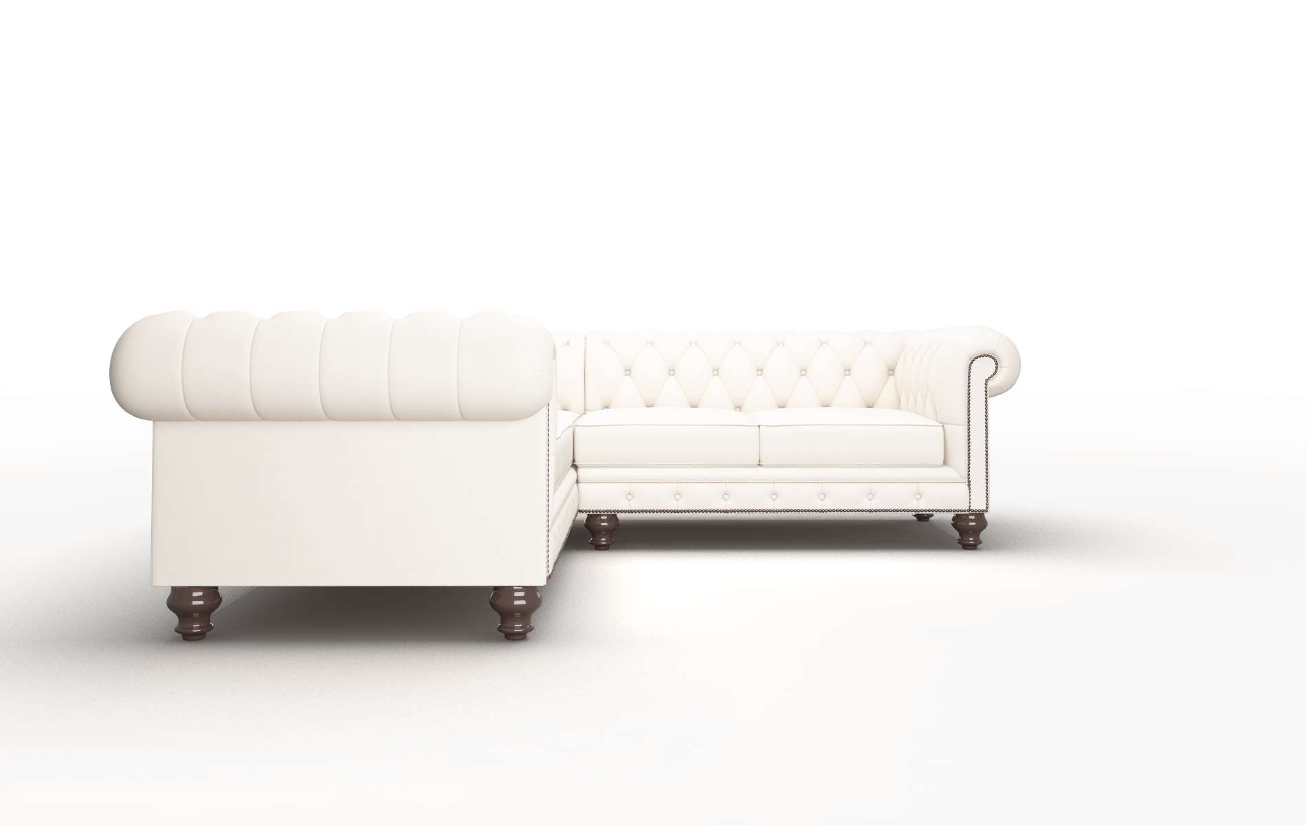 Bordeaux Blanche Milky Sectional espresso legs 2