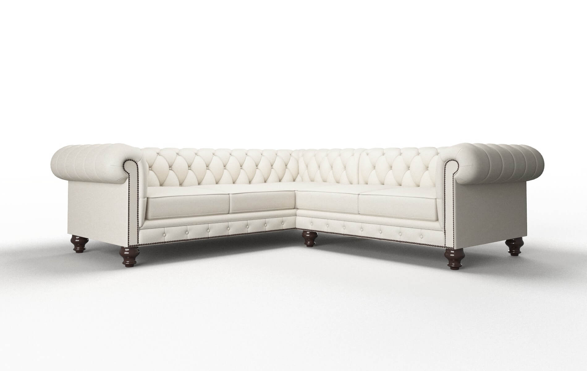 Bordeaux Bungalow Ivory Sectional espresso legs 1