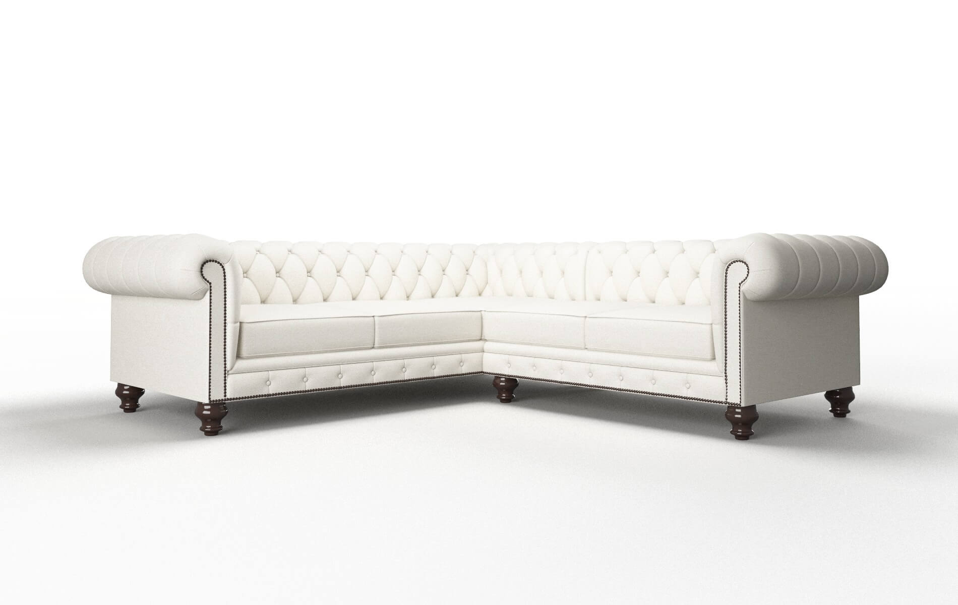 Bordeaux Catalina Ivory Sectional espresso legs
