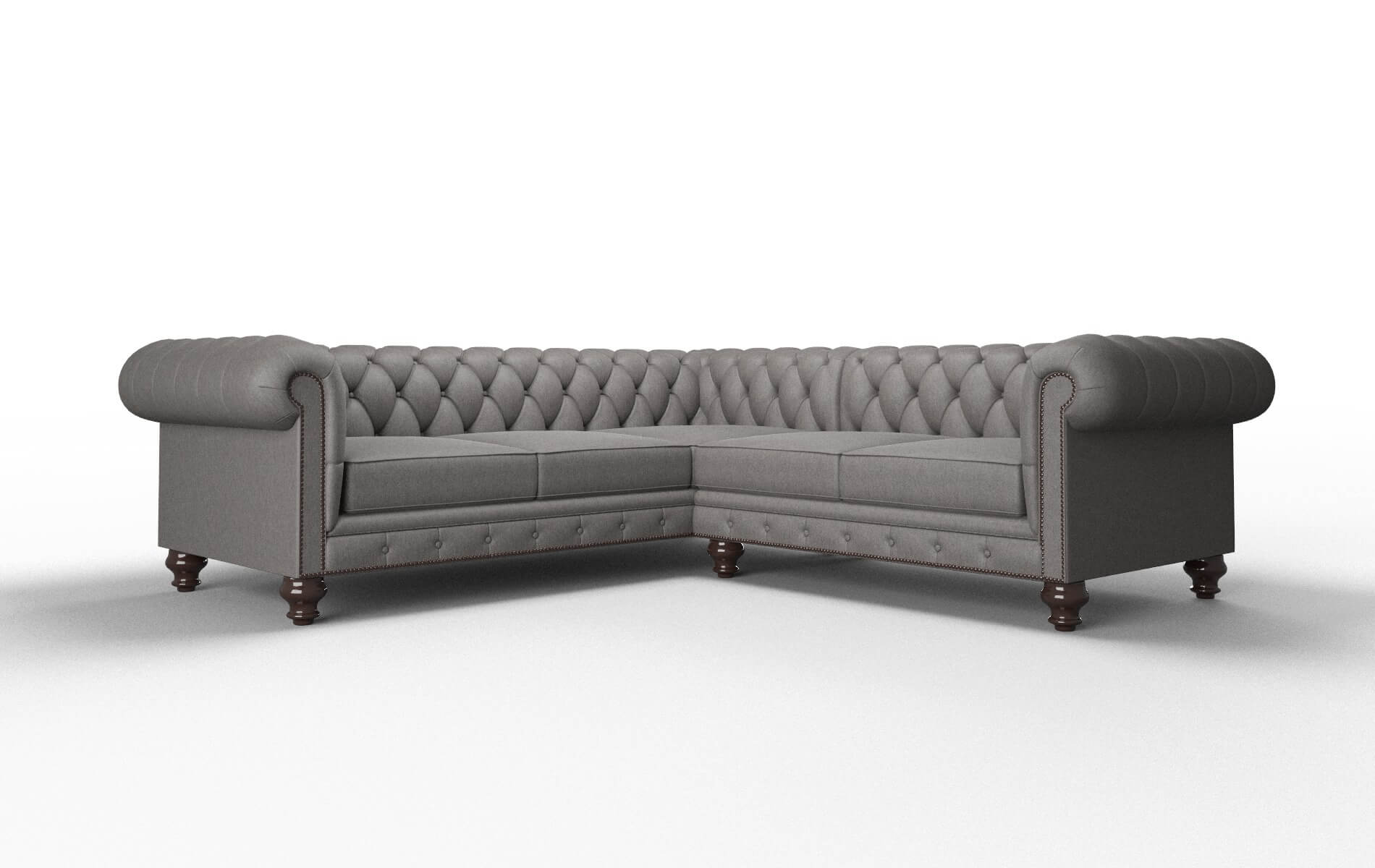 Bordeaux Cosmo Charcoal Sectional espresso legs 1