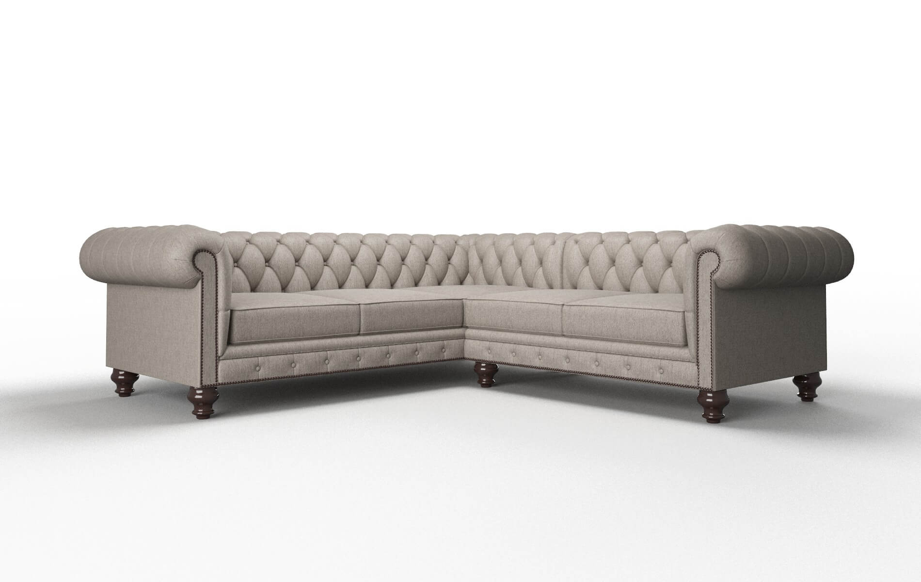 Bordeaux Cosmo Taupe Sectional espresso legs 1