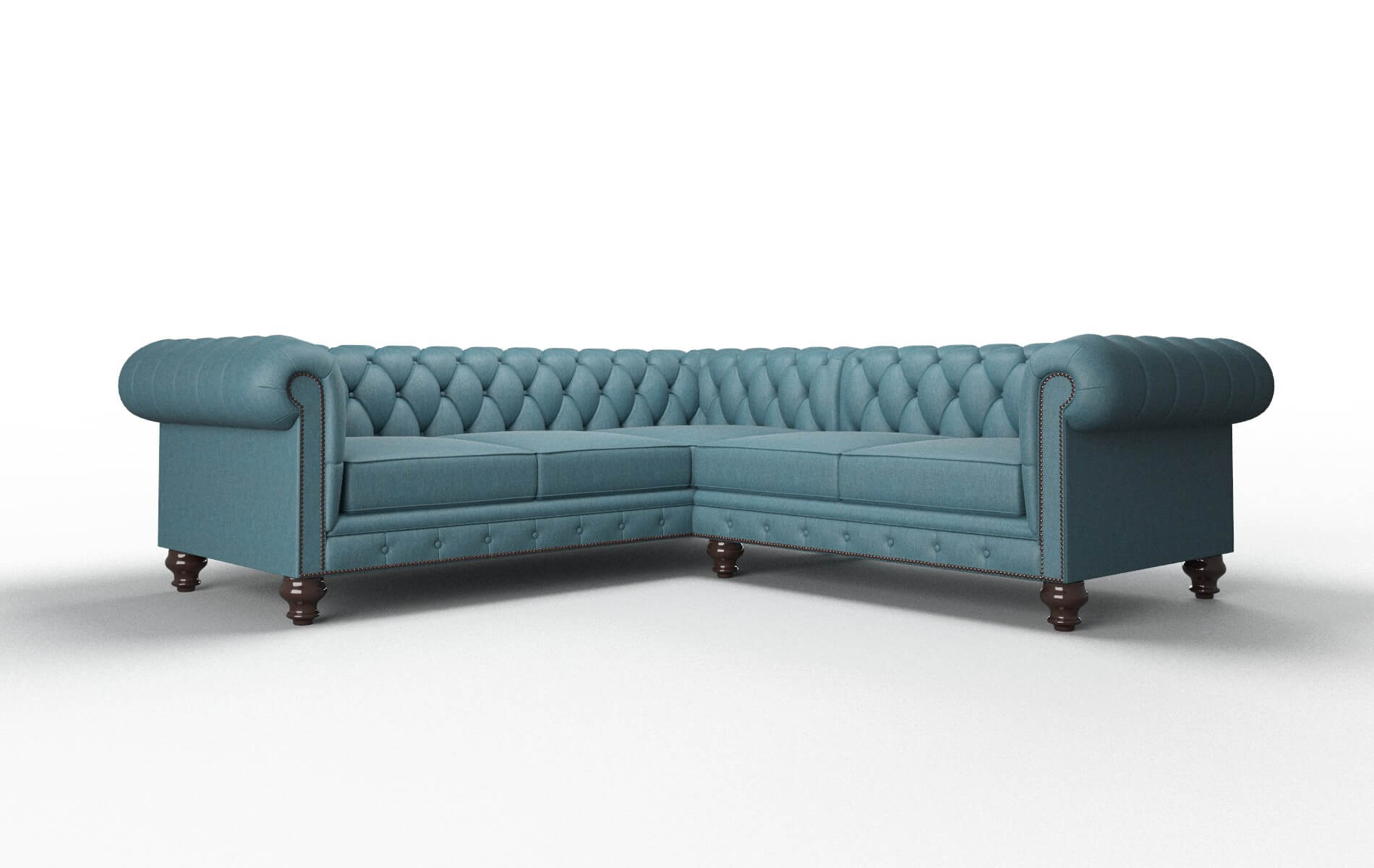 Bordeaux Cosmo Teal Sectional espresso legs 1