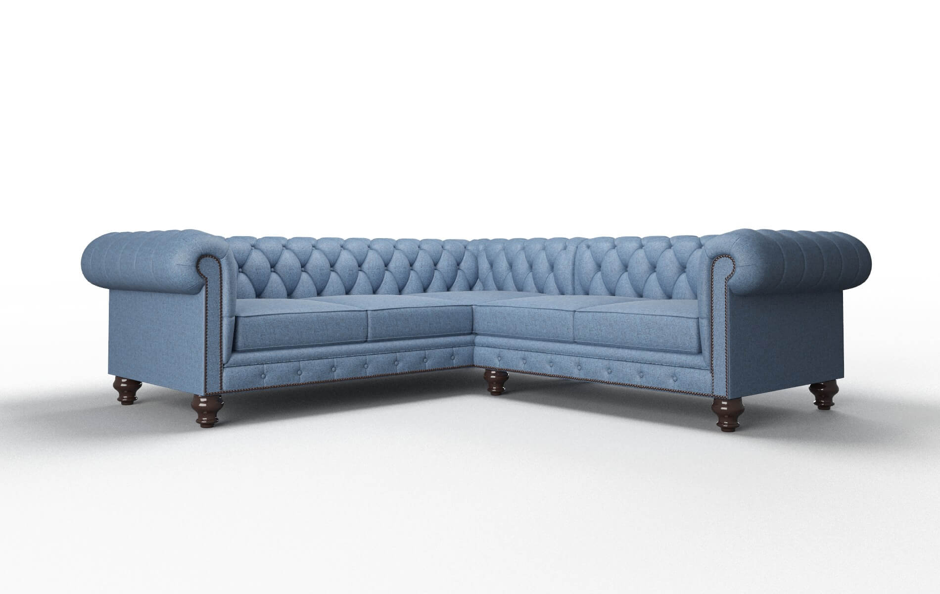 Bordeaux Derby Navy Sectional espresso legs