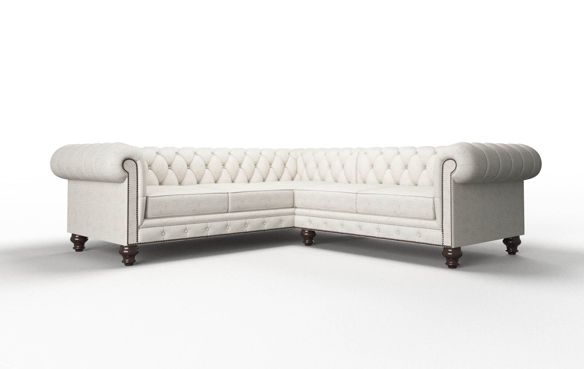 Bordeaux Derby Taupe Sectional espresso legs