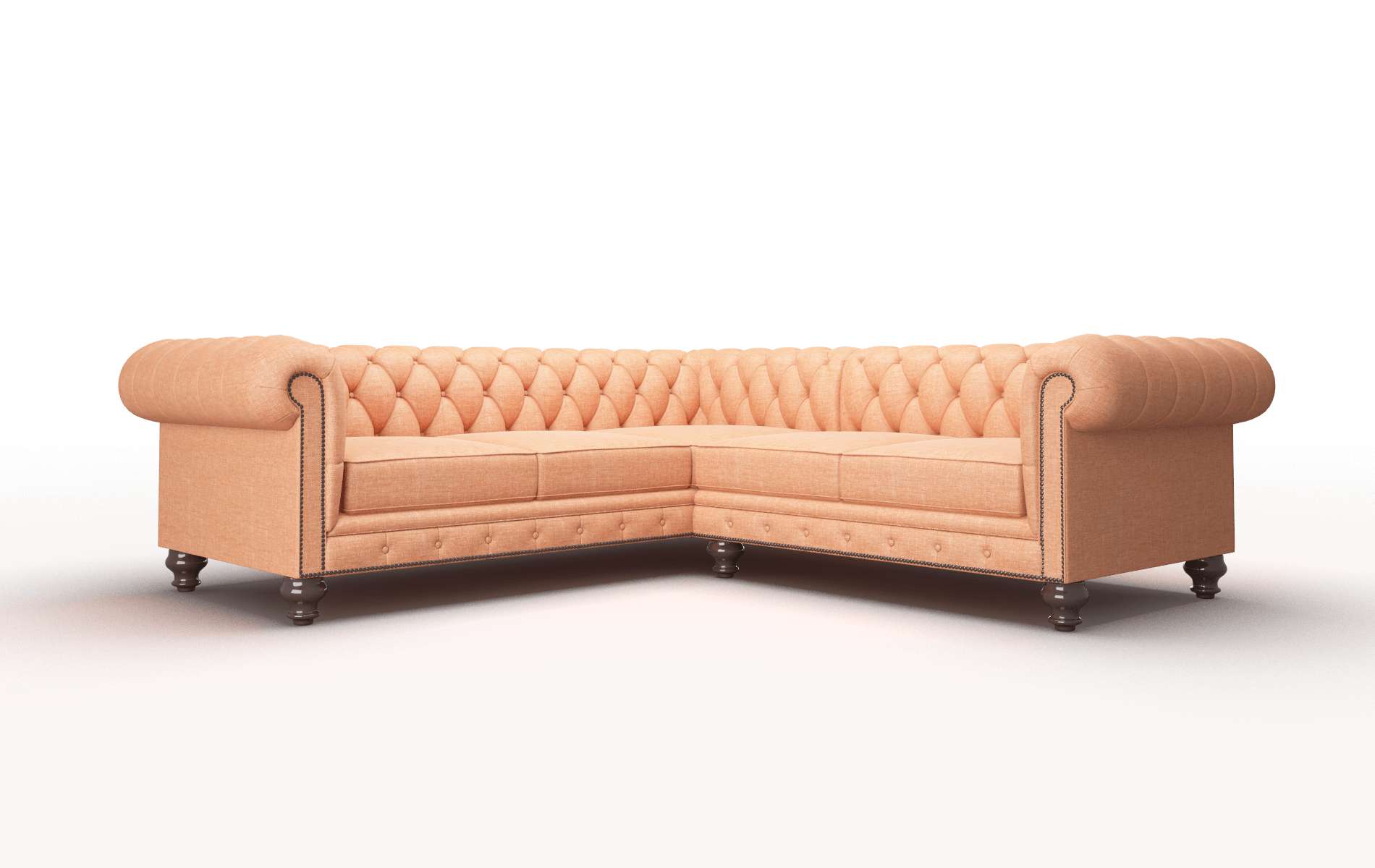 Bordeaux Durham Tangerine Sectional espresso legs 1