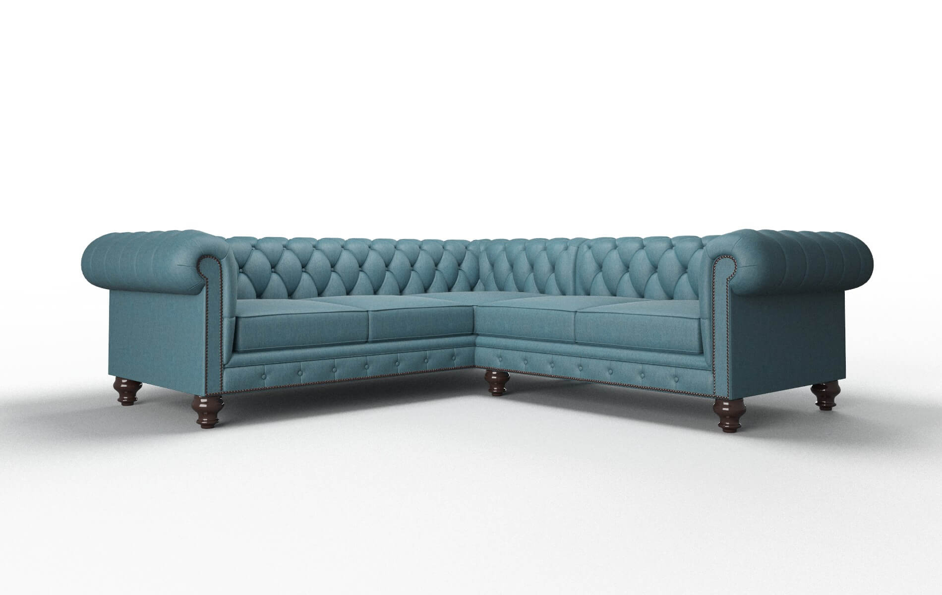 Bordeaux Hepburn Teal Sectional espresso legs 1