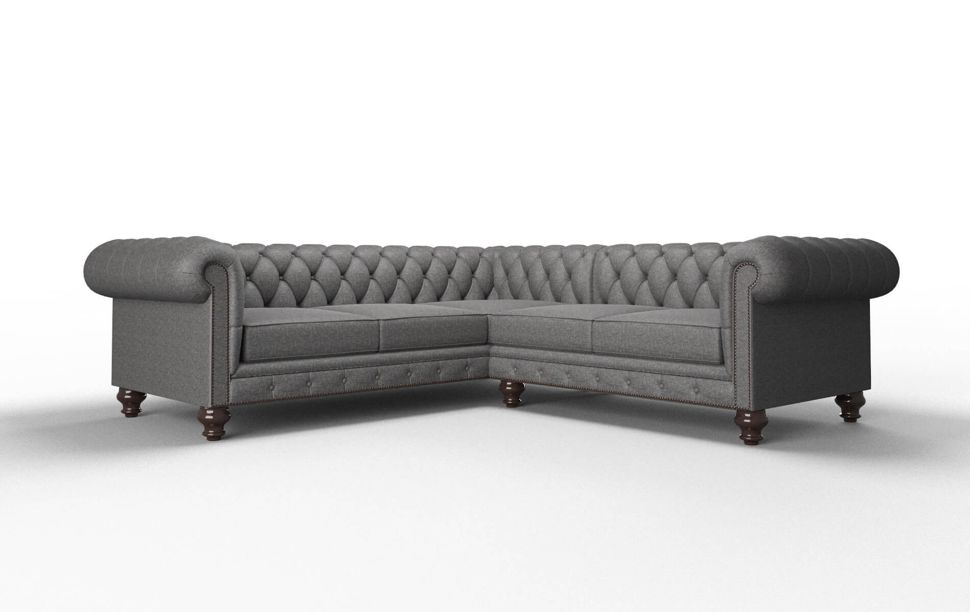 Bordeaux Insight Charcoal Sectional espresso legs 1