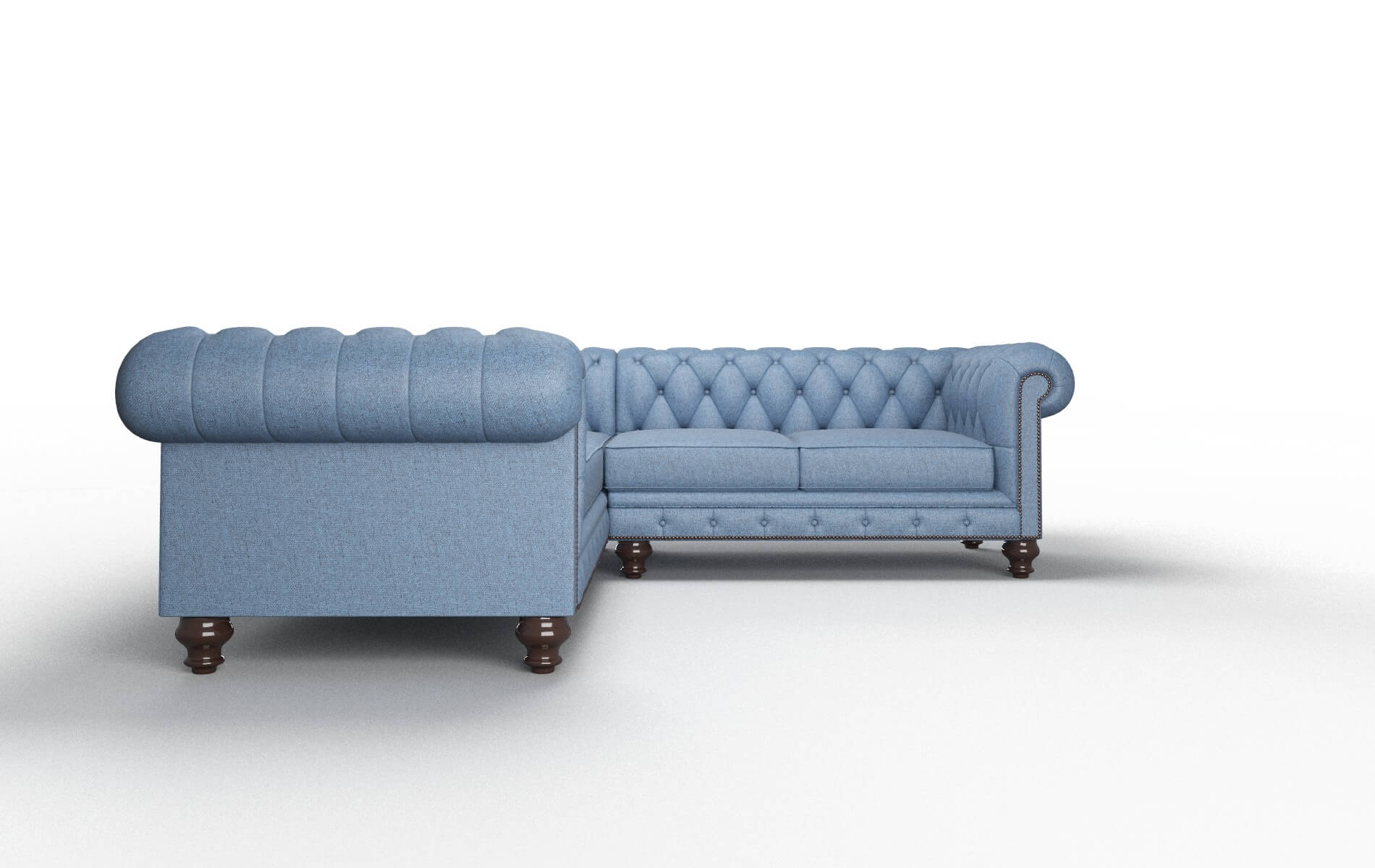 Bordeaux Leslie Indigo Sectional espresso legs 2