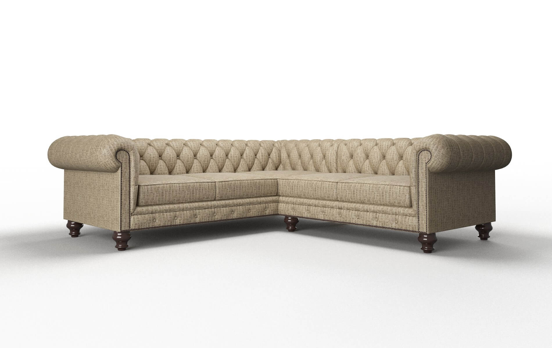 Bordeaux Marcy Camel Sectional espresso legs 1