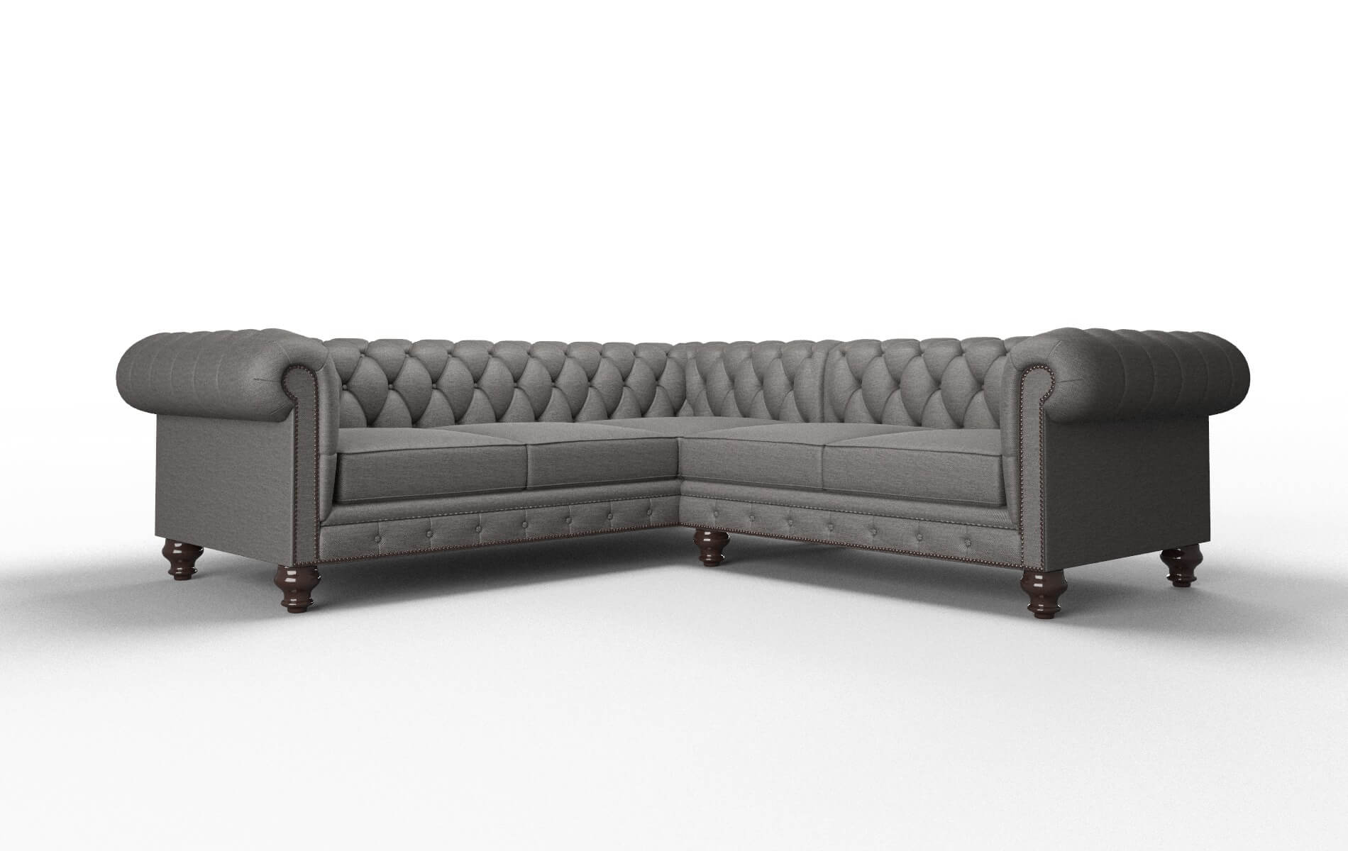 Bordeaux Oscar Charcoal Sectional espresso legs 1