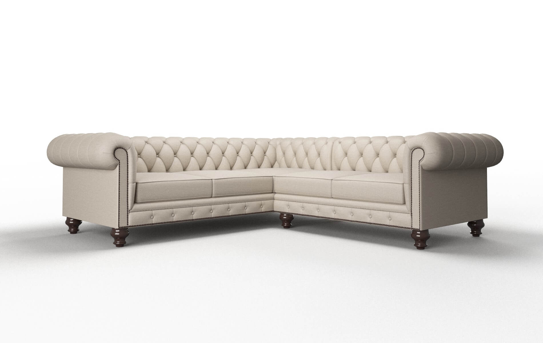 Bordeaux Oscar Linen Sectional espresso legs 1