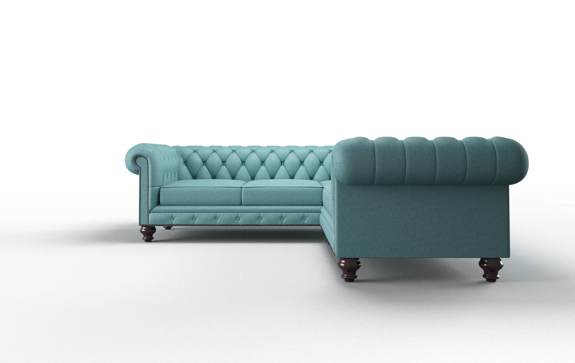 Bordeaux Parker Turquoise Sectional espresso legs 5