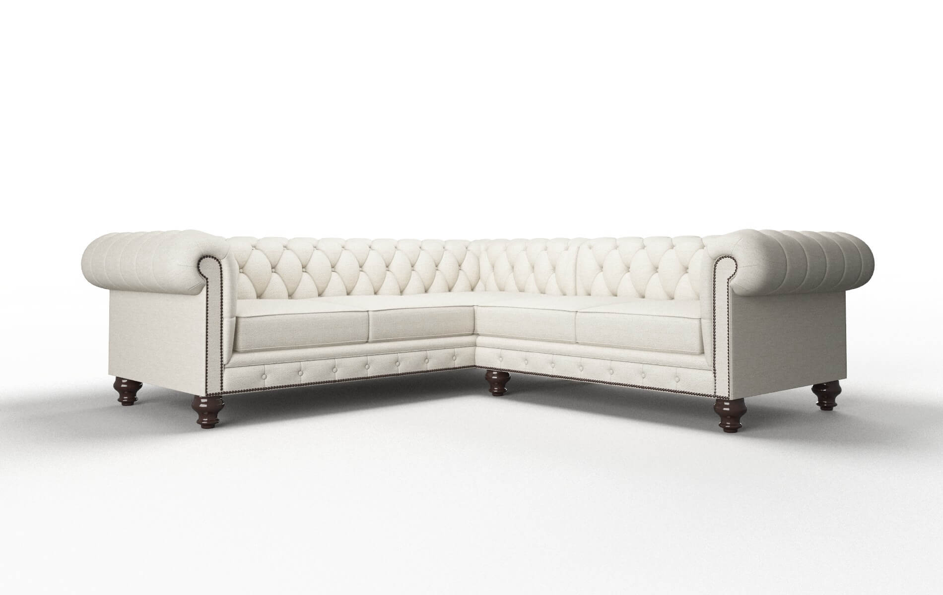 Bordeaux Venus Cream Sectional espresso legs 1