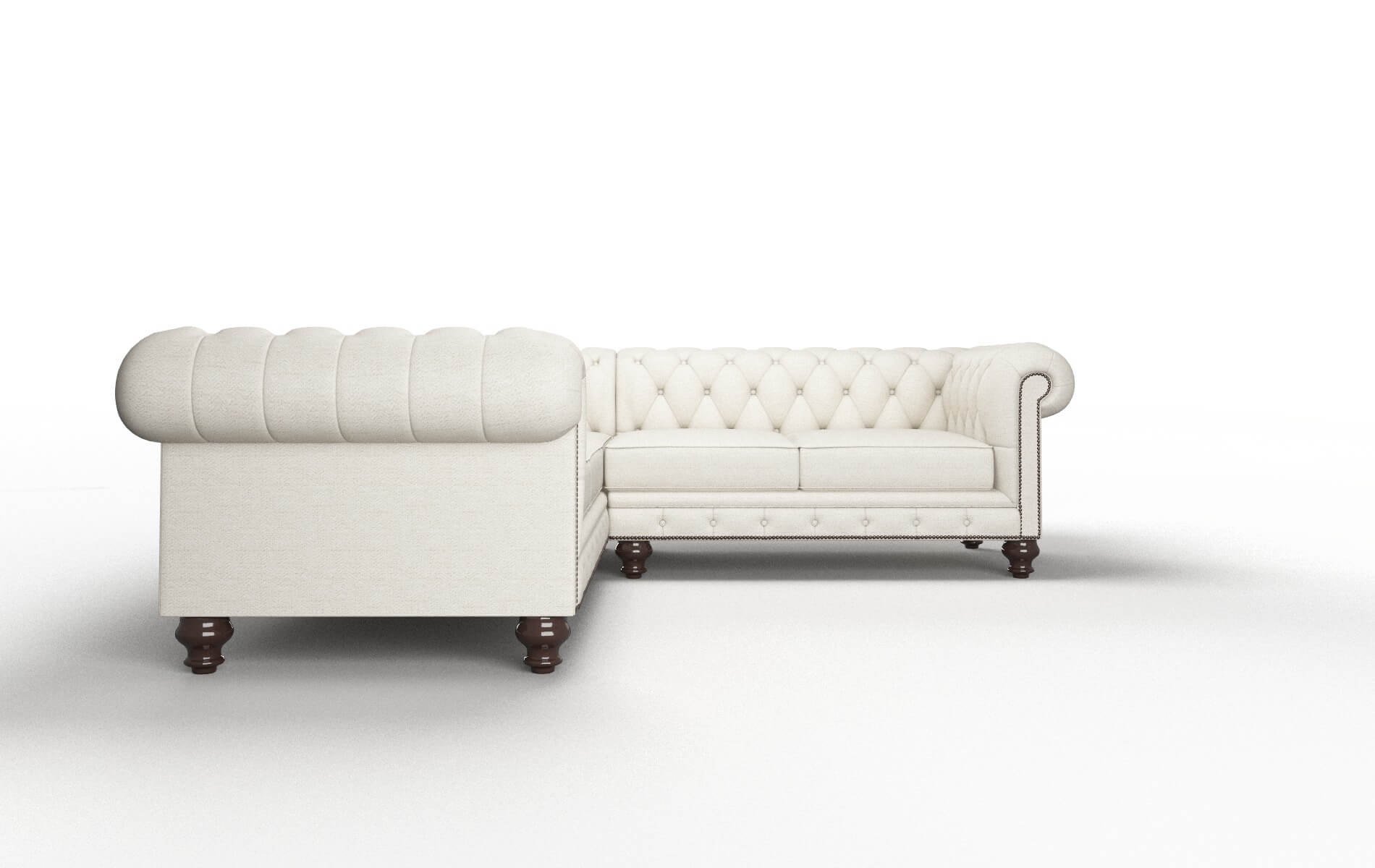Bordeaux Venus Cream Sectional espresso legs 2
