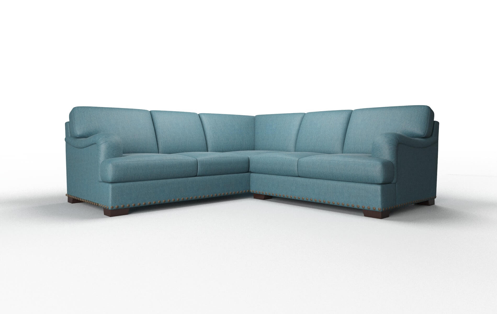 Brighton Cosmo Teal Sectional espresso legs 1