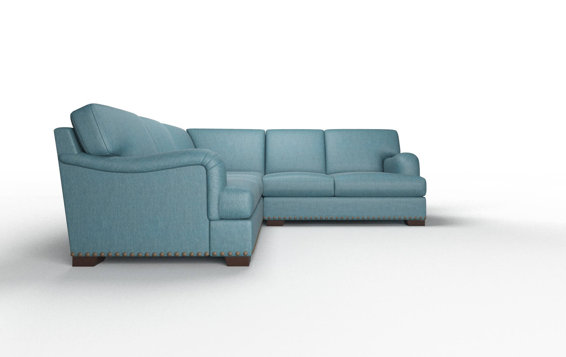 Brighton Cosmo Teal Sectional espresso legs 2