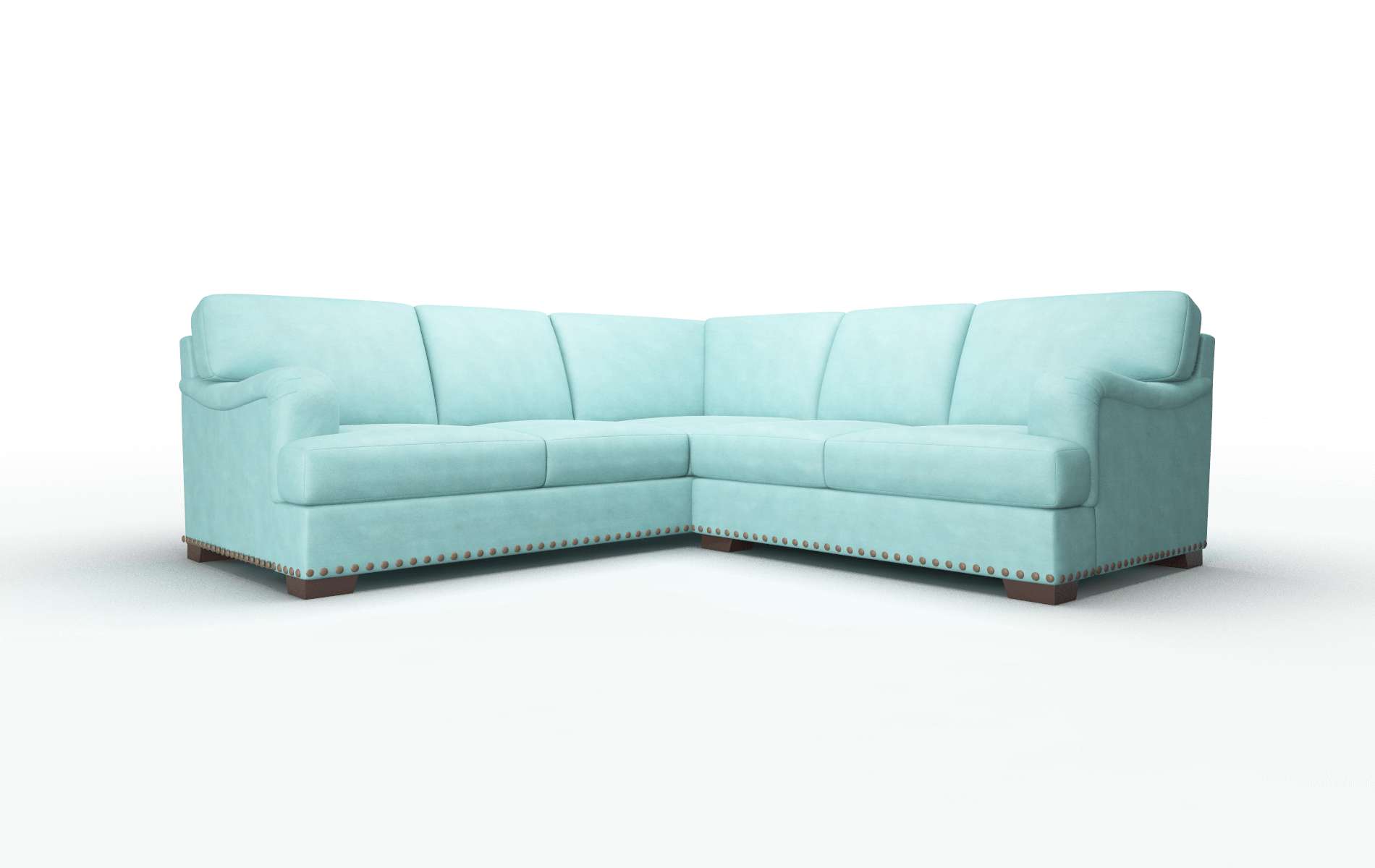 Brighton Curious Turquoise Sectional espresso legs 1