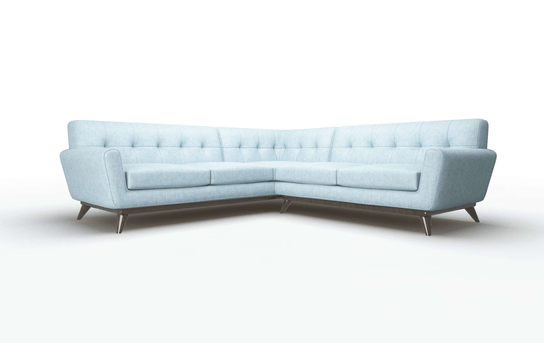 Brussels Atlas Turquoise Sectional espresso legs 2