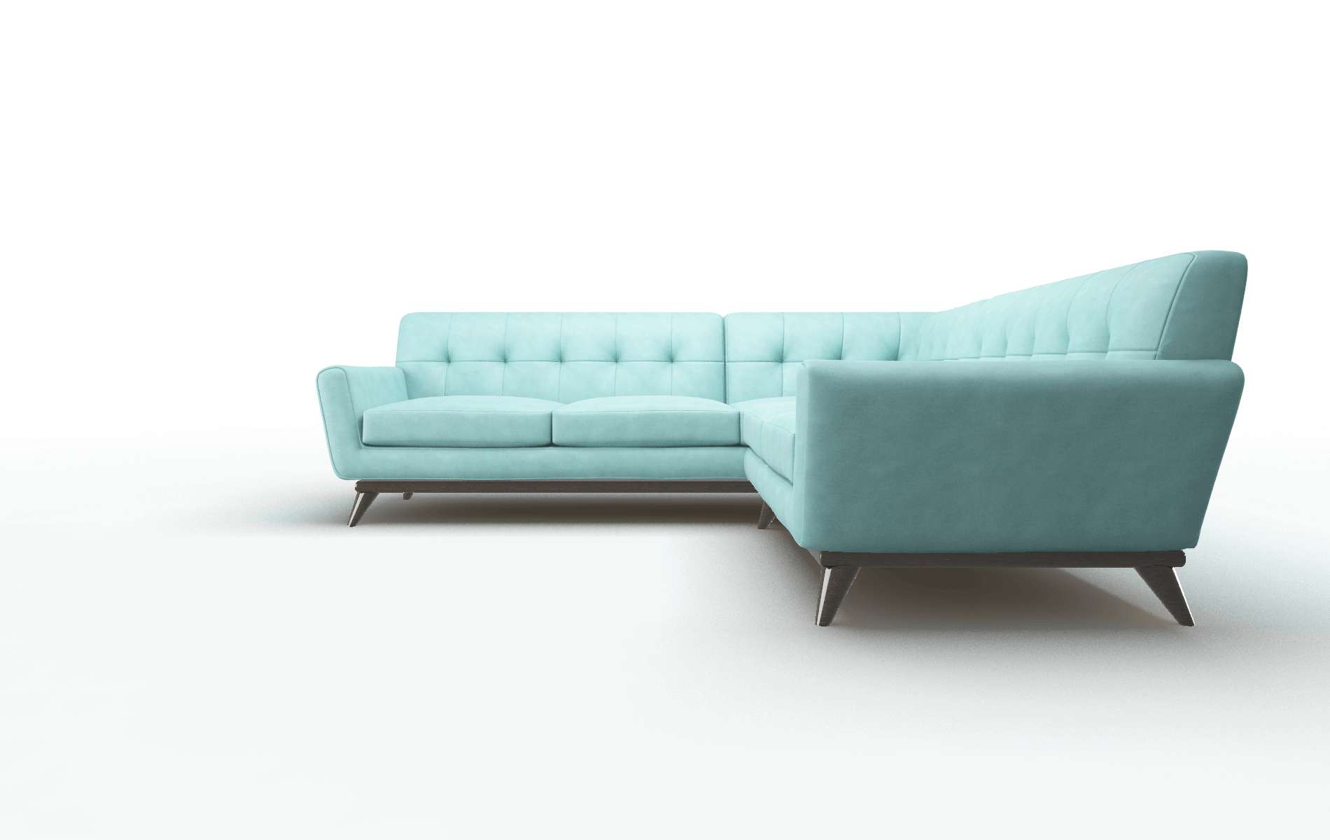 Brussels Curious Turquoise Sectional espresso legs