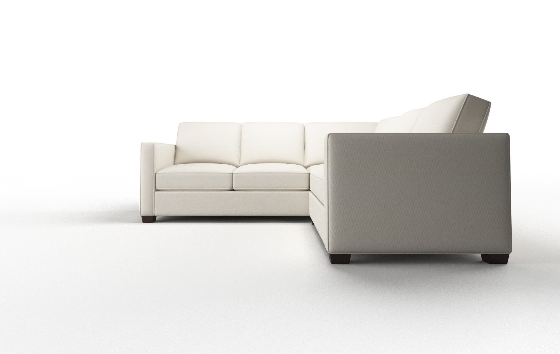 Calgary Bungalow Ivory Sectional espresso legs 5