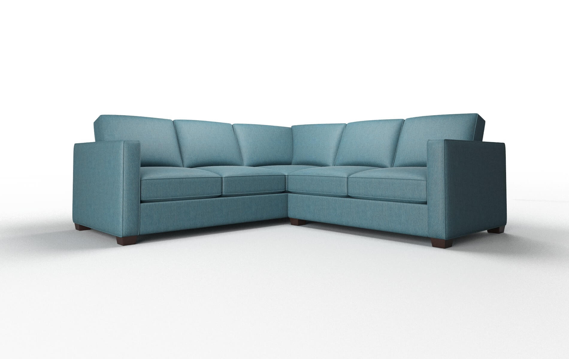 Calgary Hepburn Teal Sectional espresso legs 1