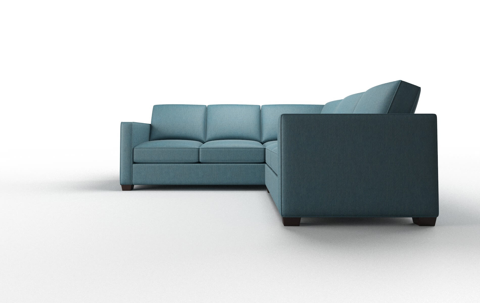 Calgary Hepburn Teal Sectional espresso legs 5